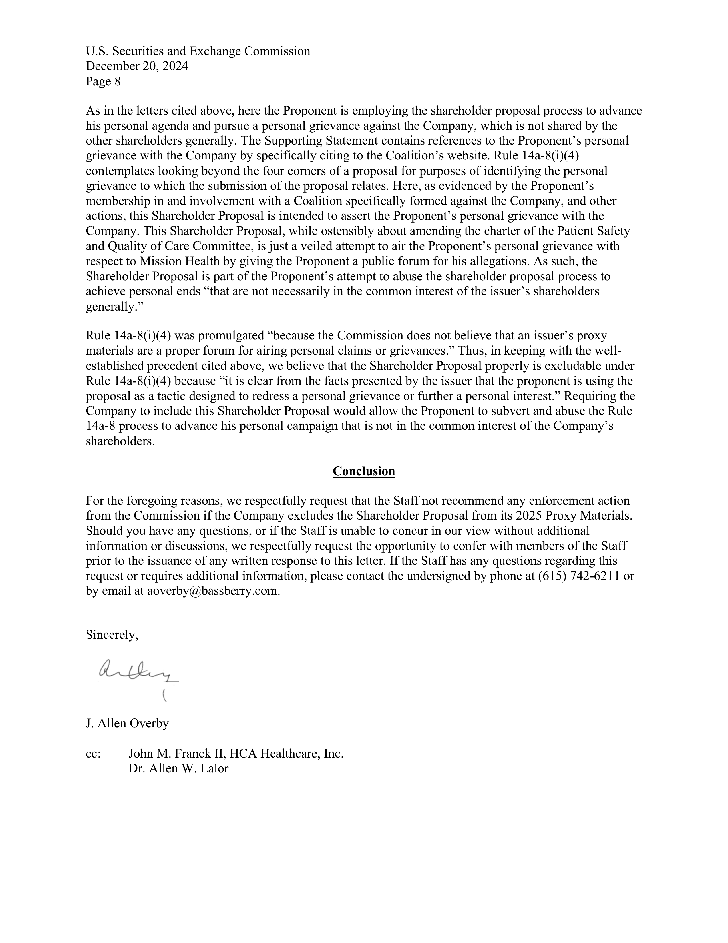 HCA Healthcare Proposal  — page 9