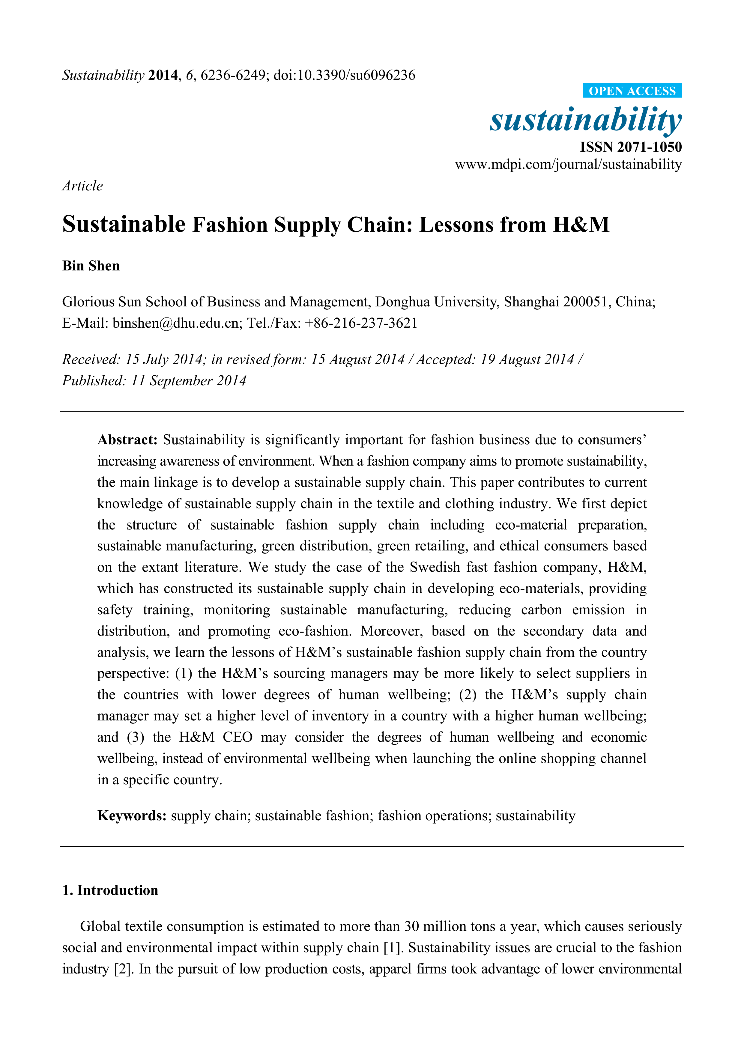 H&M Sustainability Report — page 1