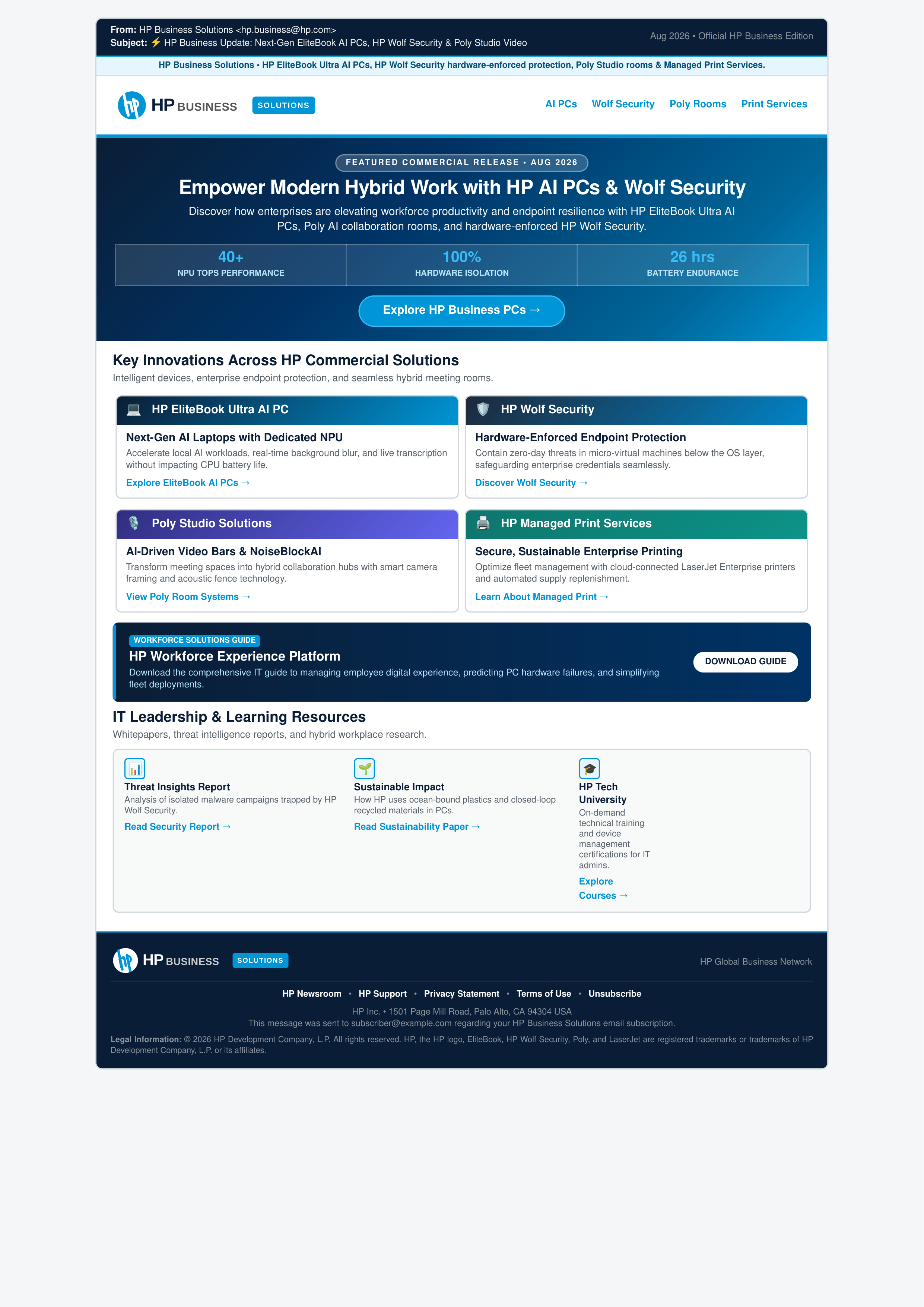 HP Business Email Newsletter — page 1