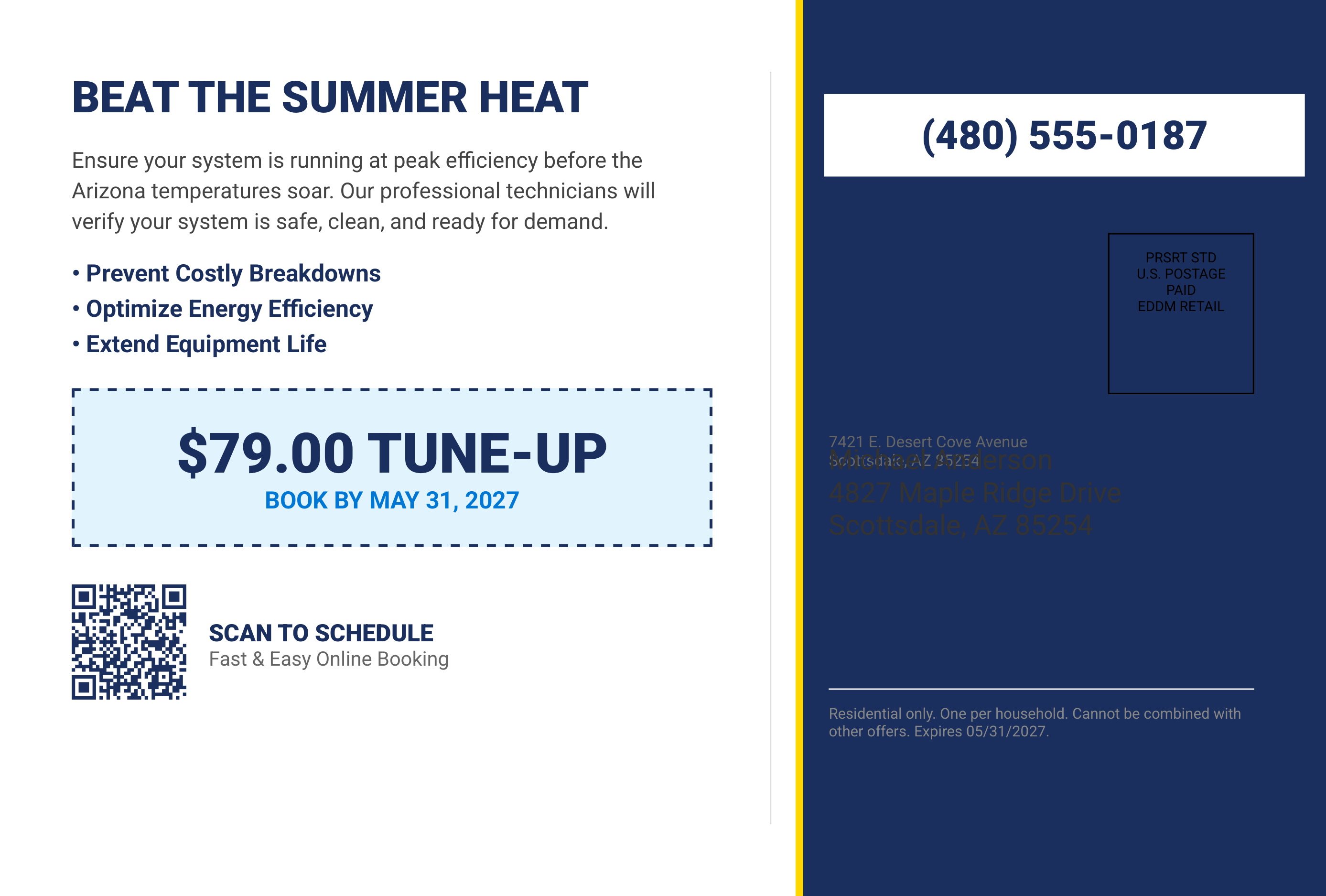 HVAC Technicians Seasonal Maintenance Tune-Up Postcard — page 2