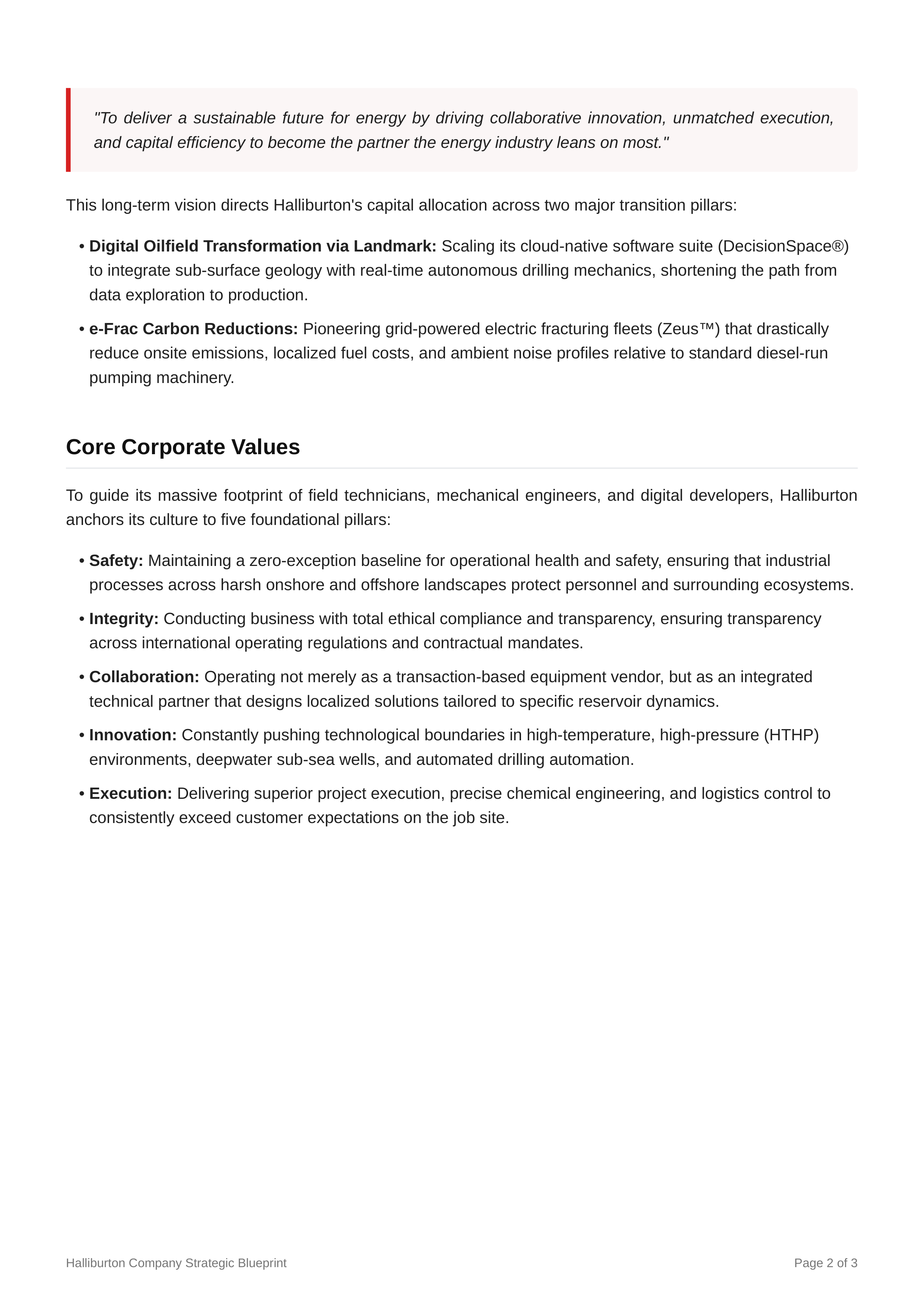 Halliburton Mission Statement — page 2