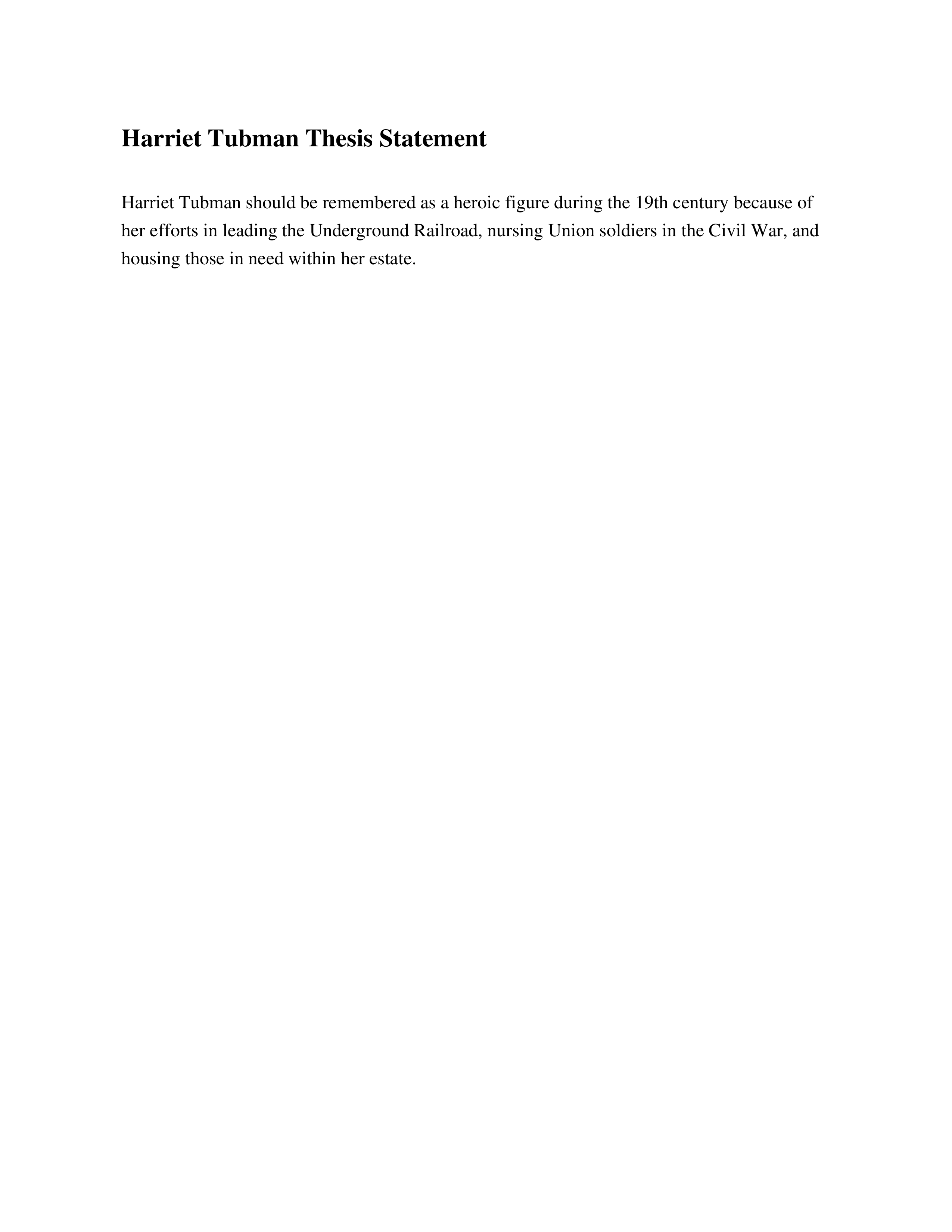Harriet Tubman Thesis Statement — page 1