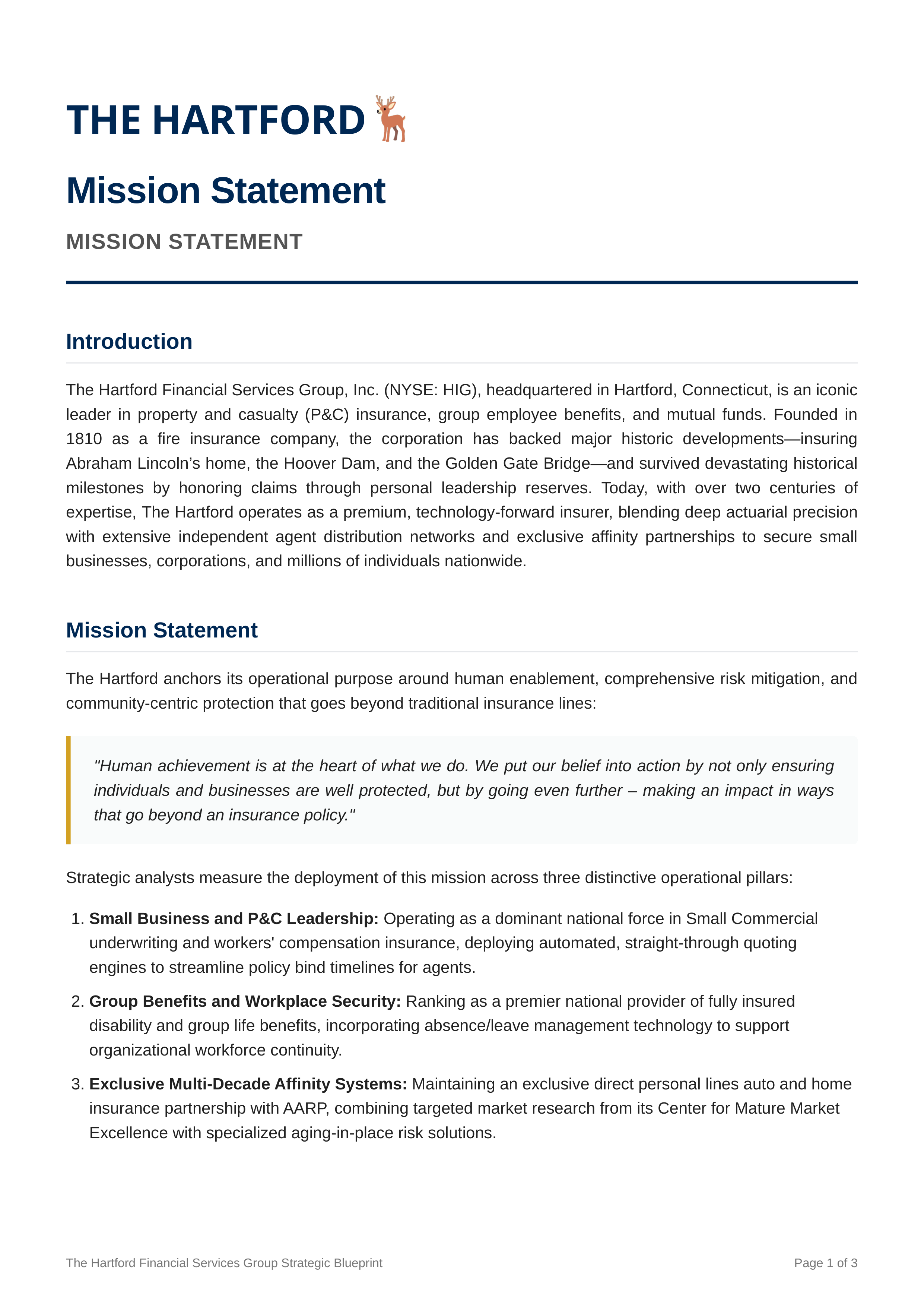 Hartford Mission Statement — page 1