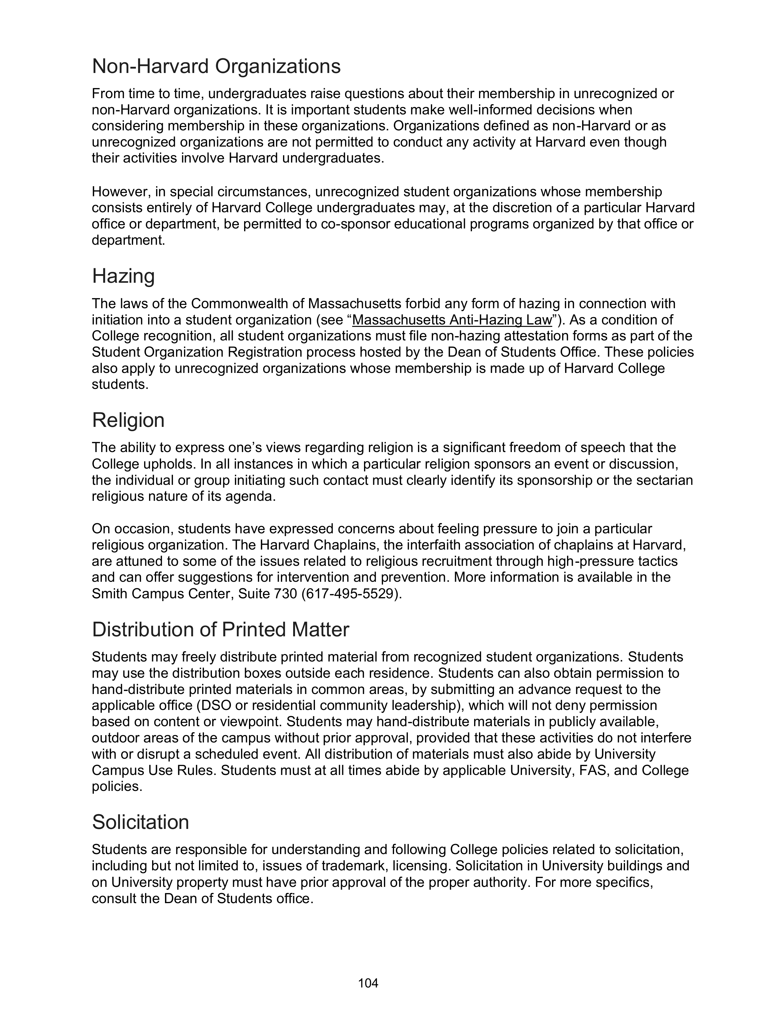 Harvard College Student Handbook — page 103