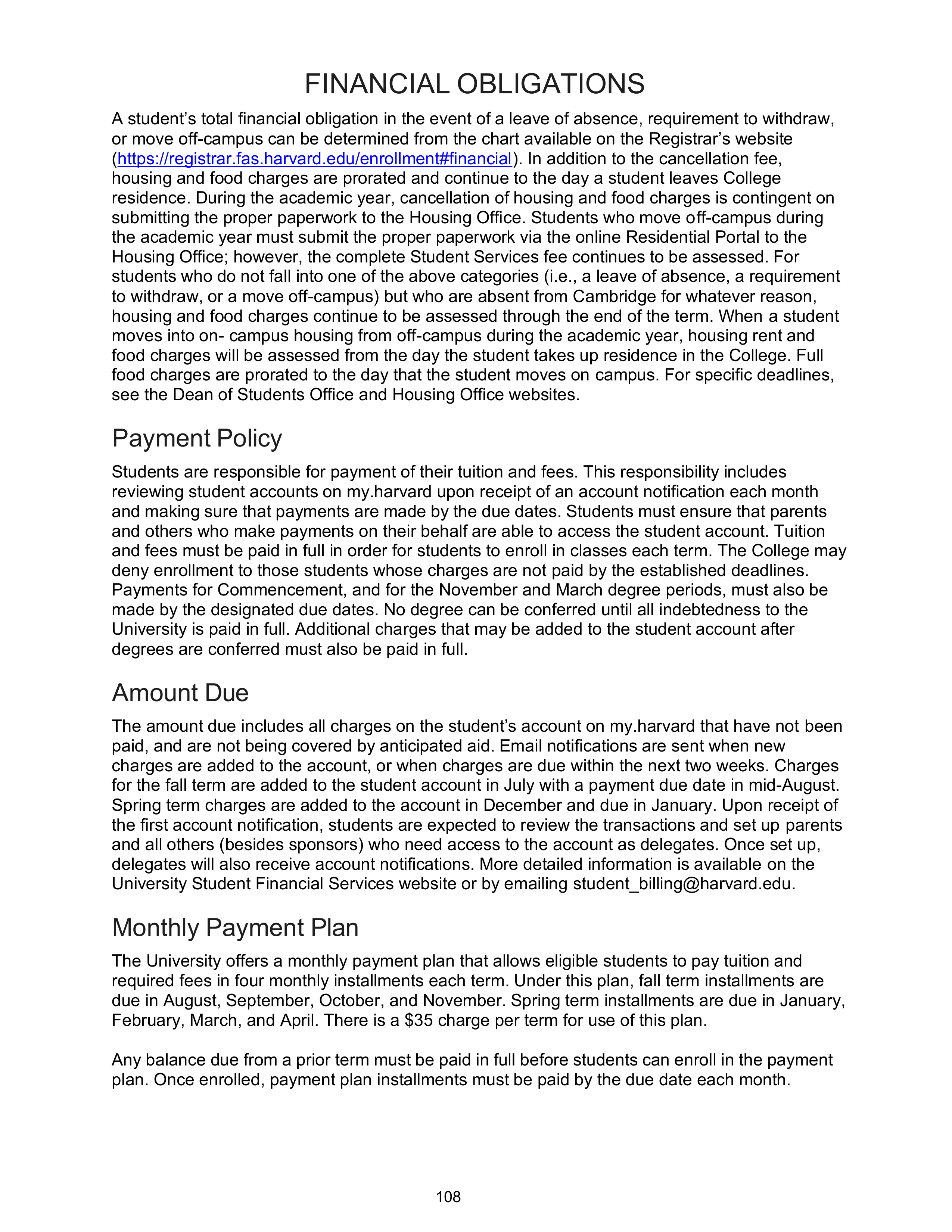 Harvard College Student Handbook — page 107