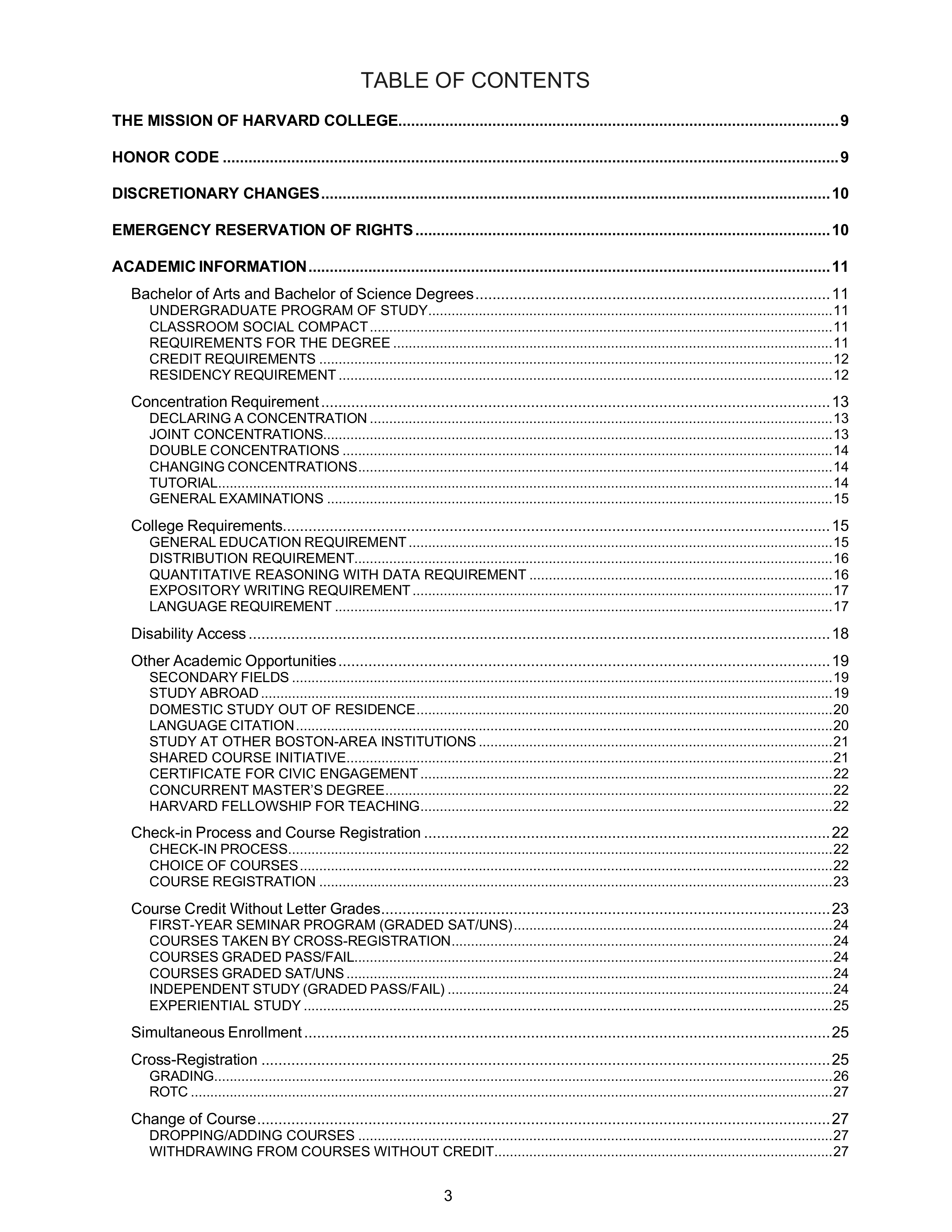 Harvard College Student Handbook — page 2