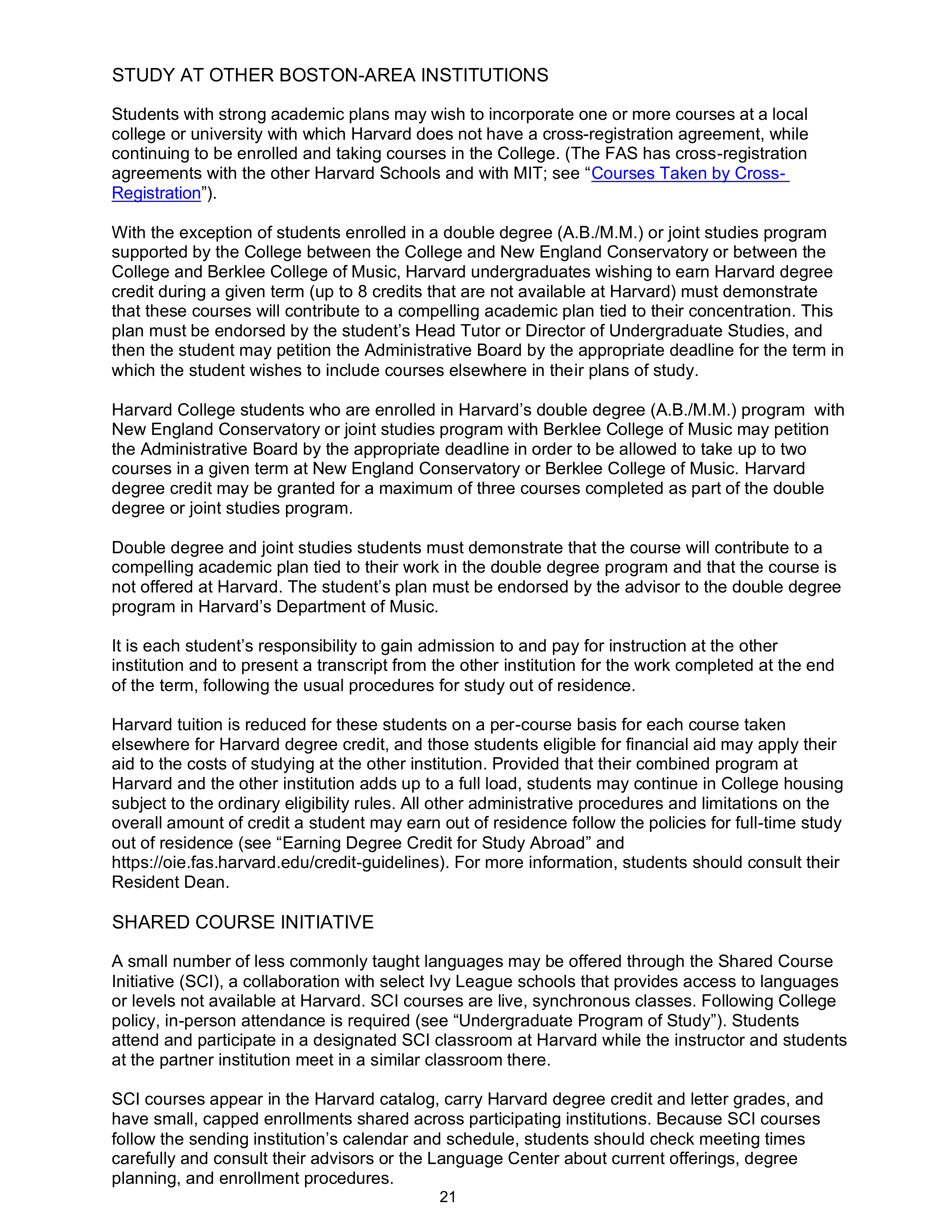 Harvard College Student Handbook — page 20