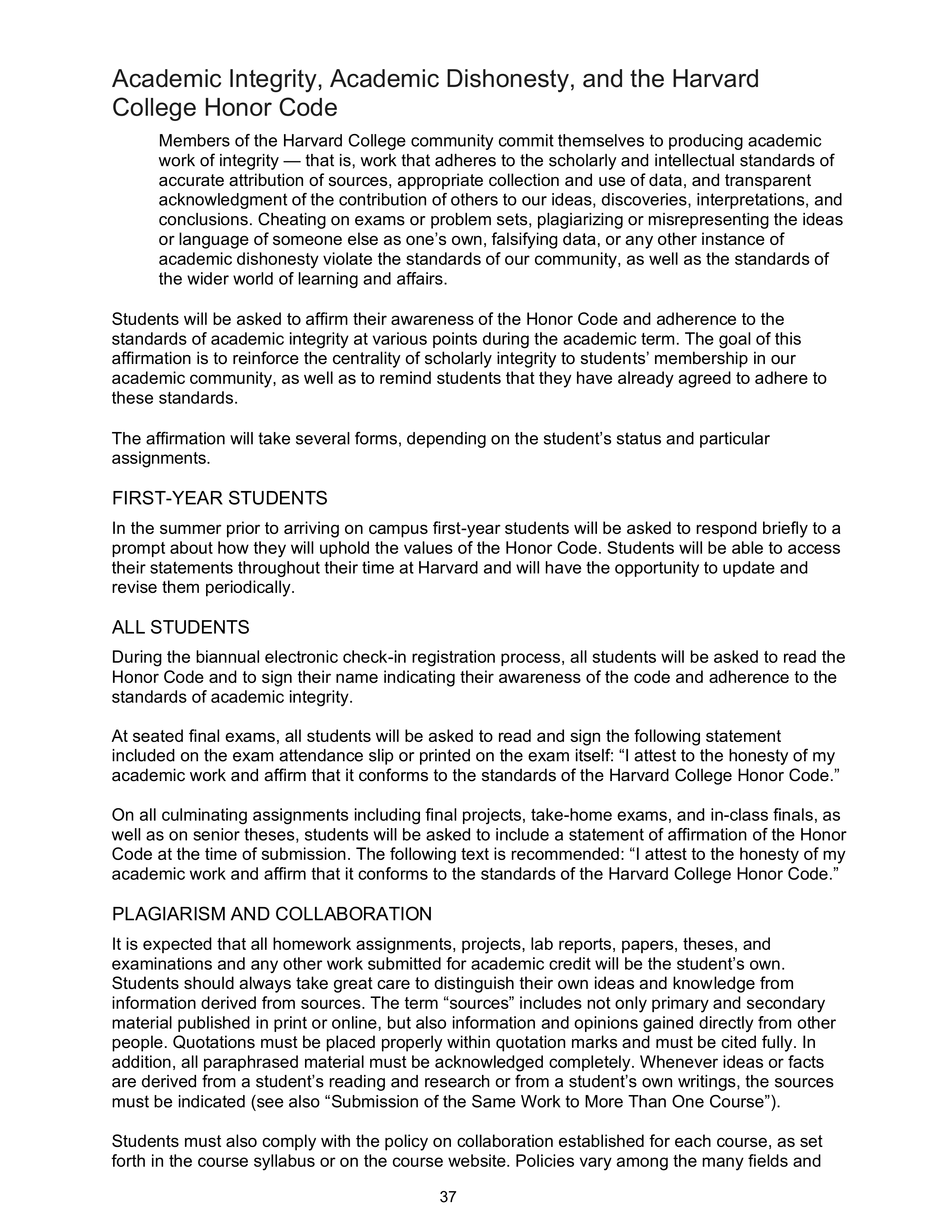 Harvard College Student Handbook — page 36