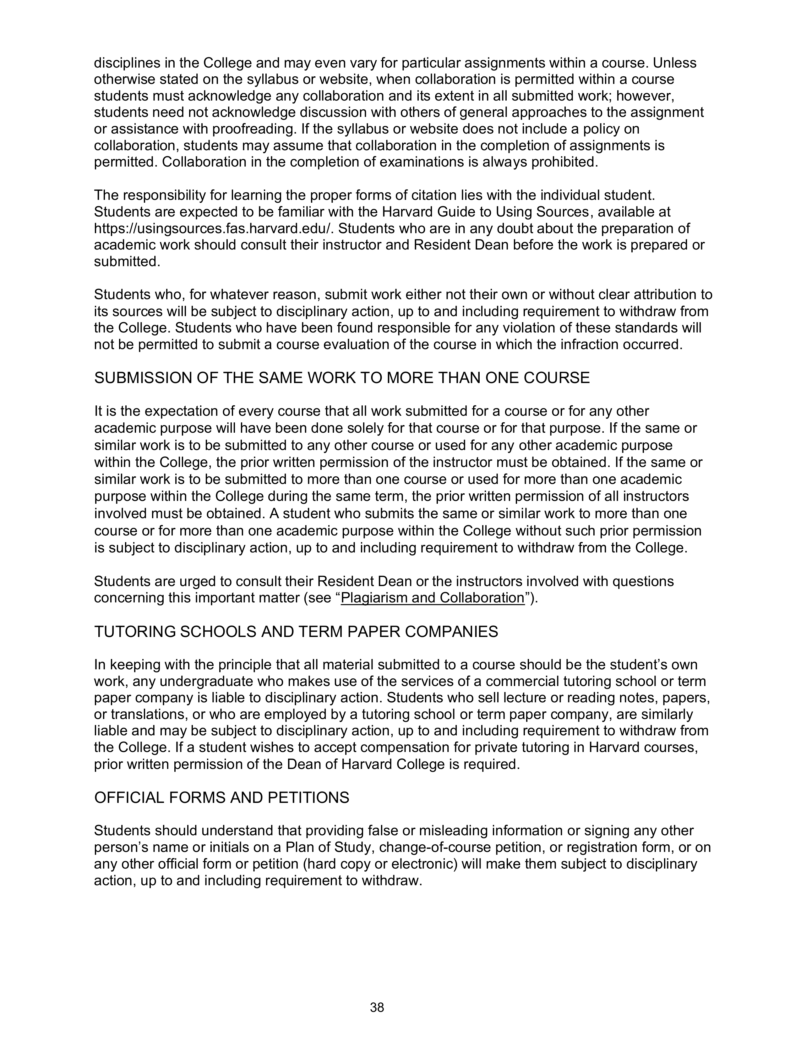 Harvard College Student Handbook — page 37
