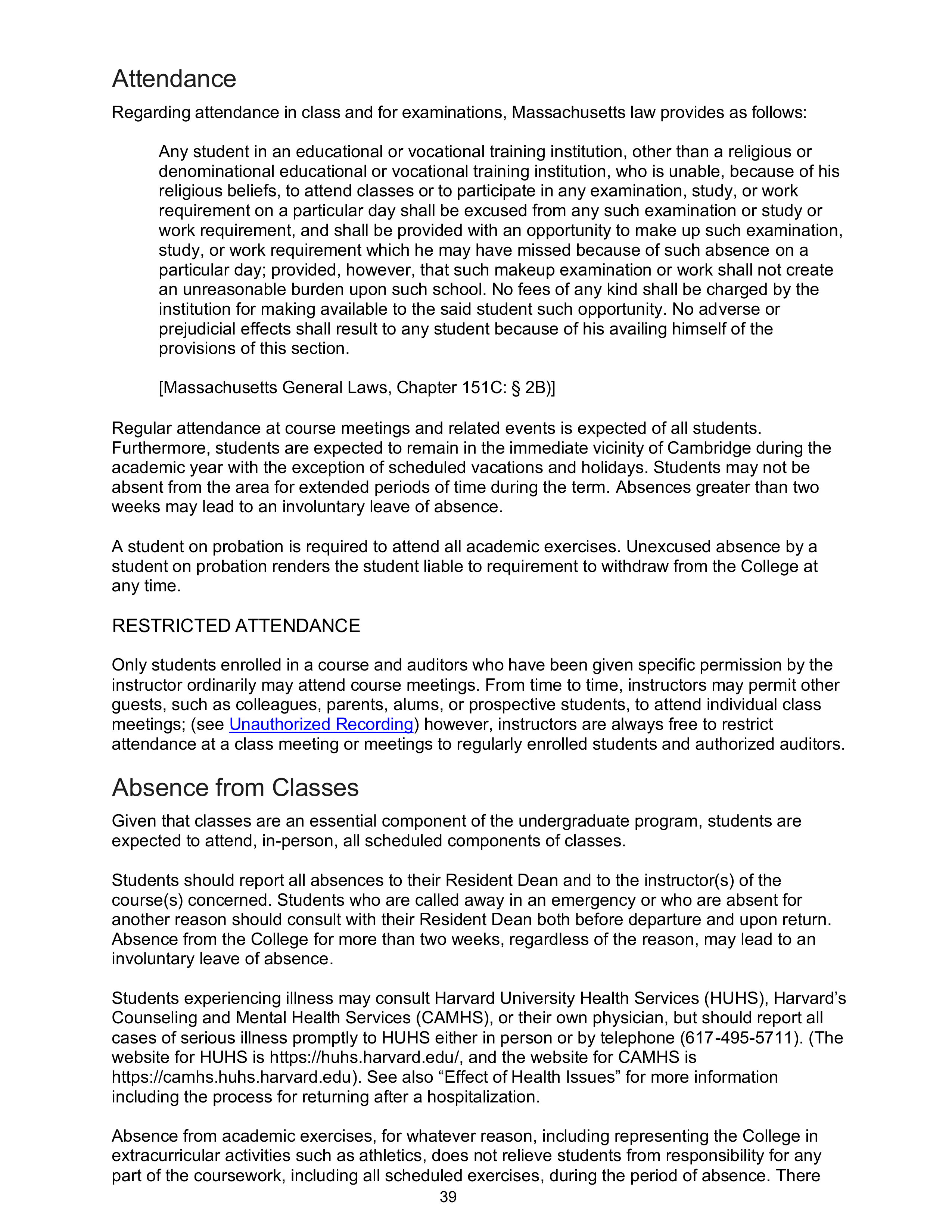 Harvard College Student Handbook — page 38