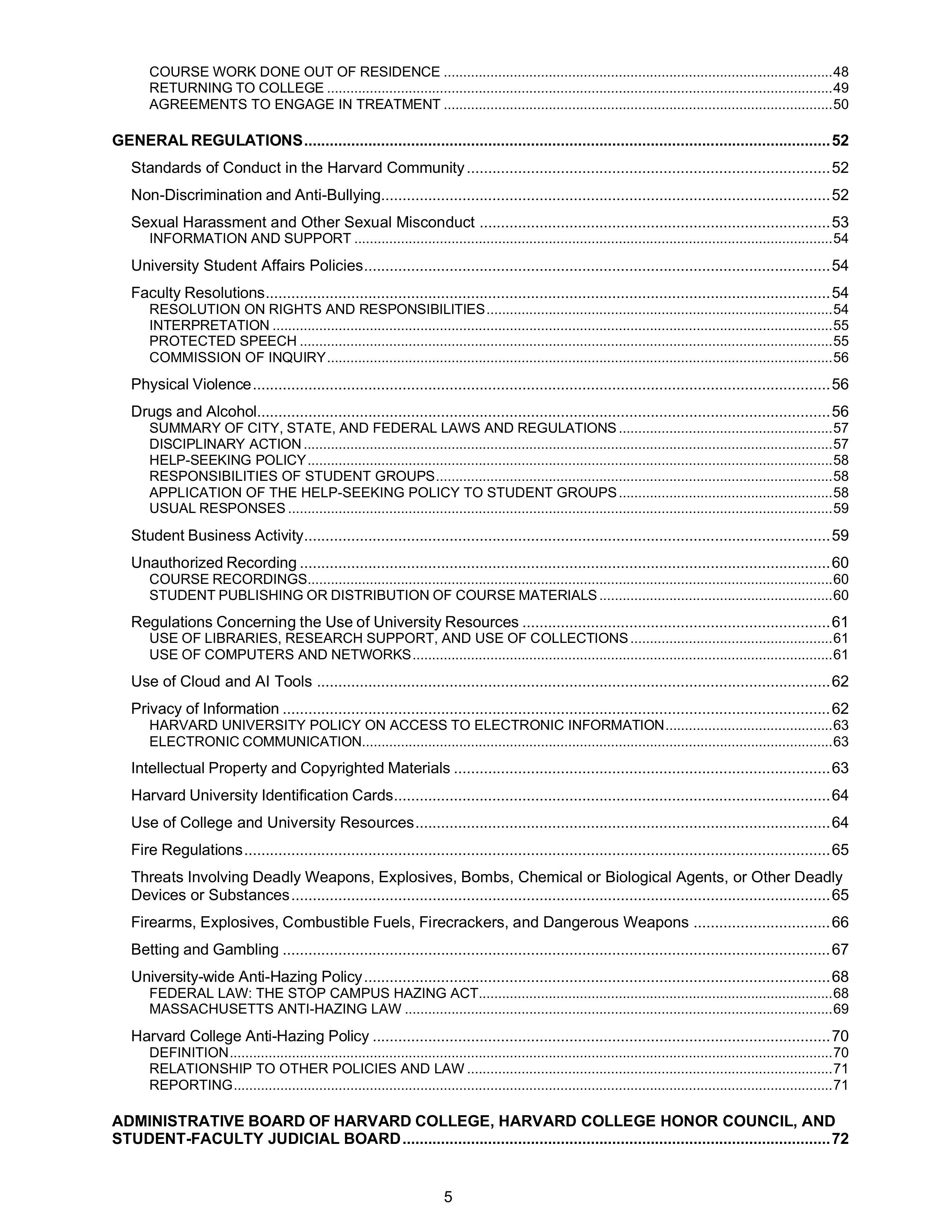 Harvard College Student Handbook — page 4