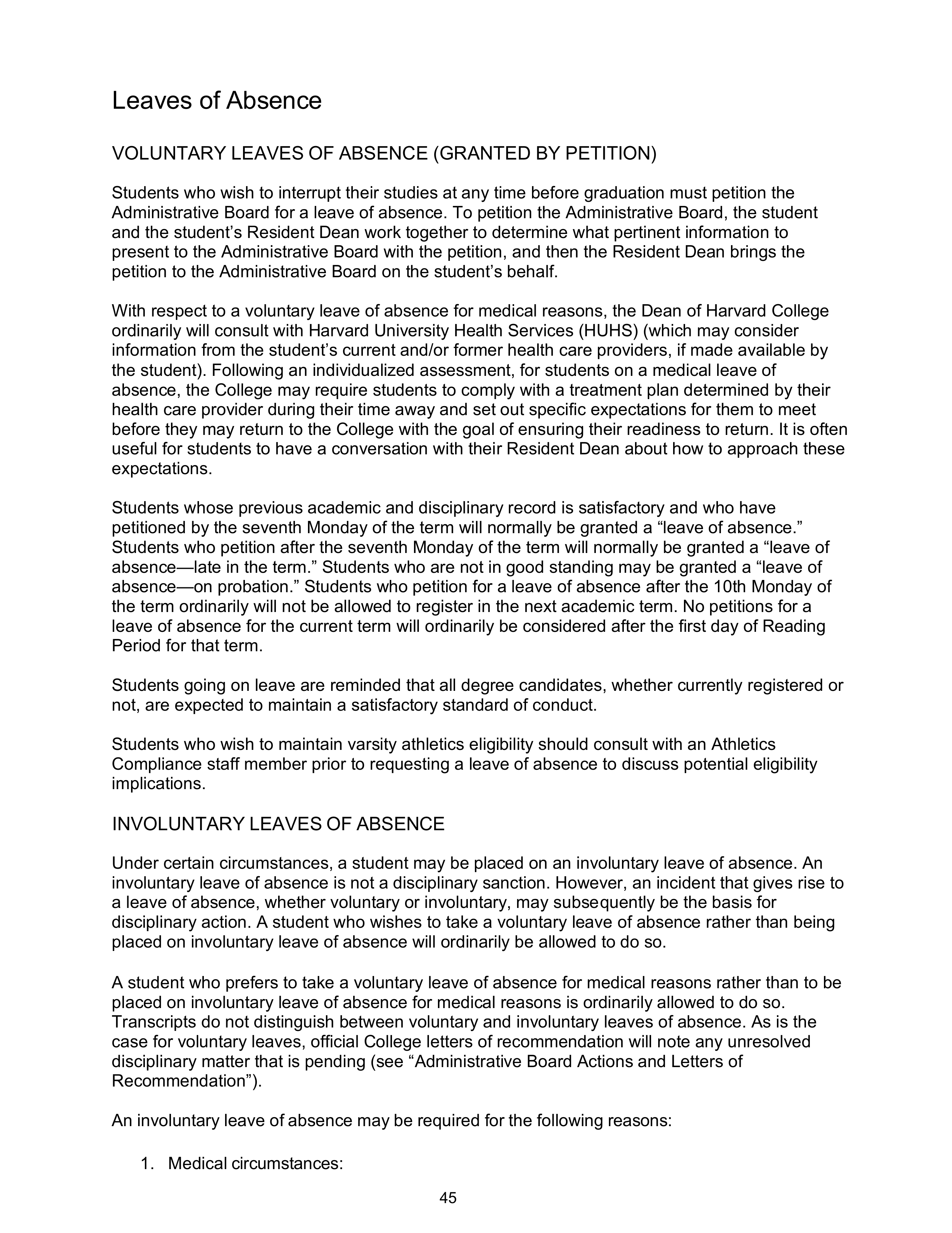Harvard College Student Handbook — page 44