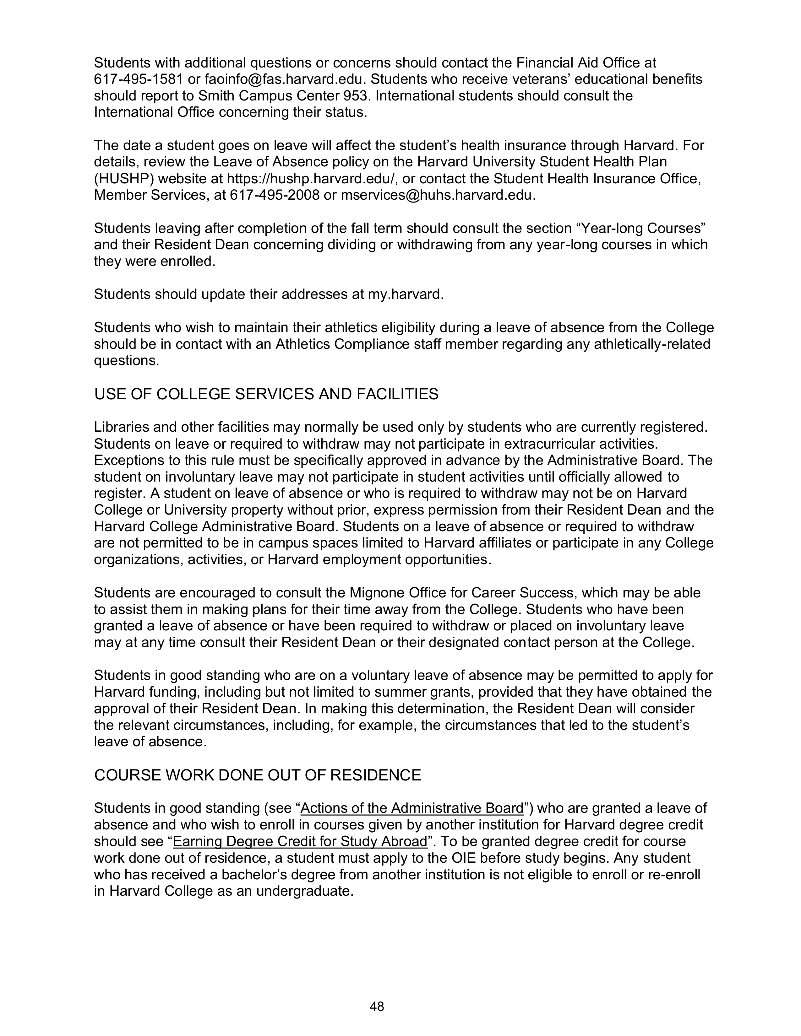 Harvard College Student Handbook — page 47