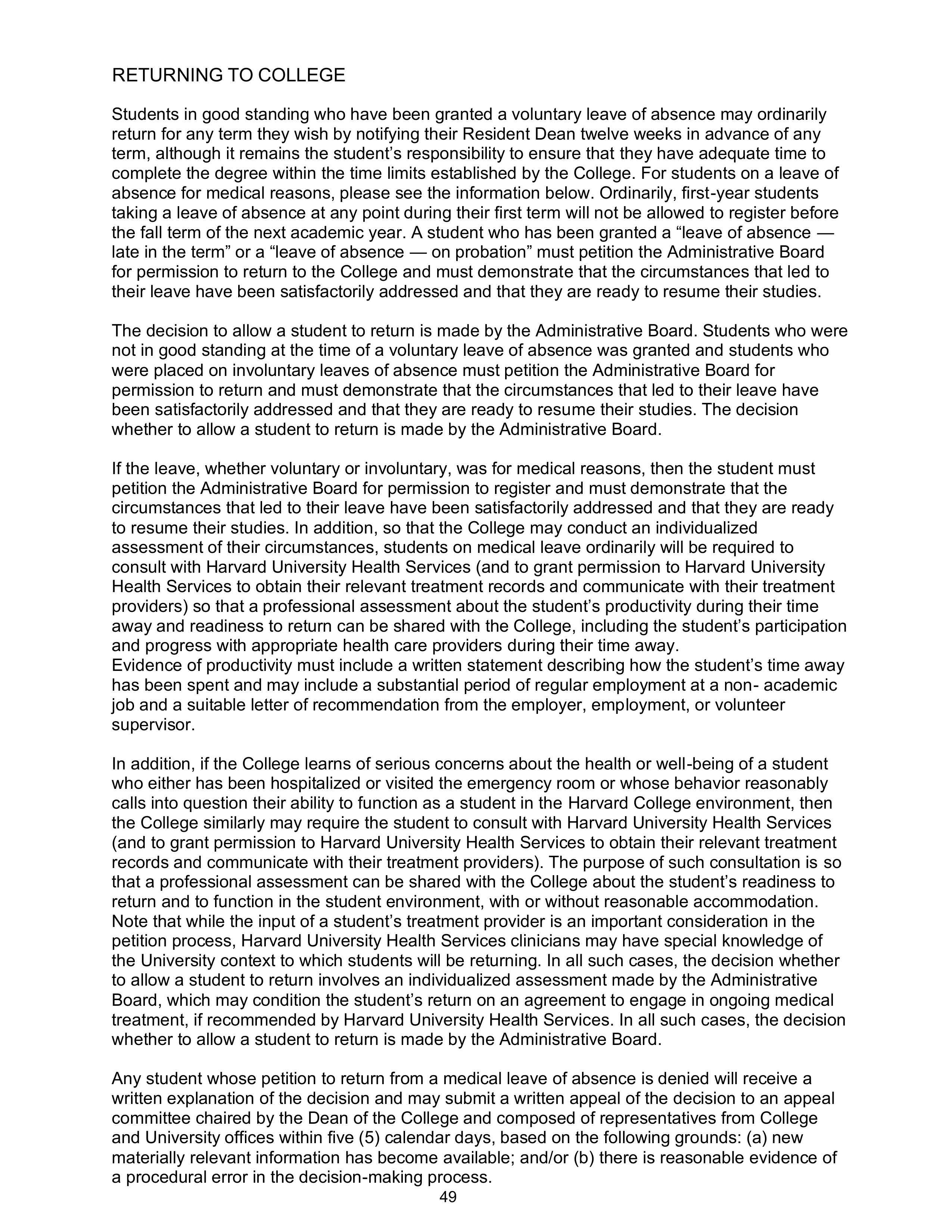Harvard College Student Handbook — page 48