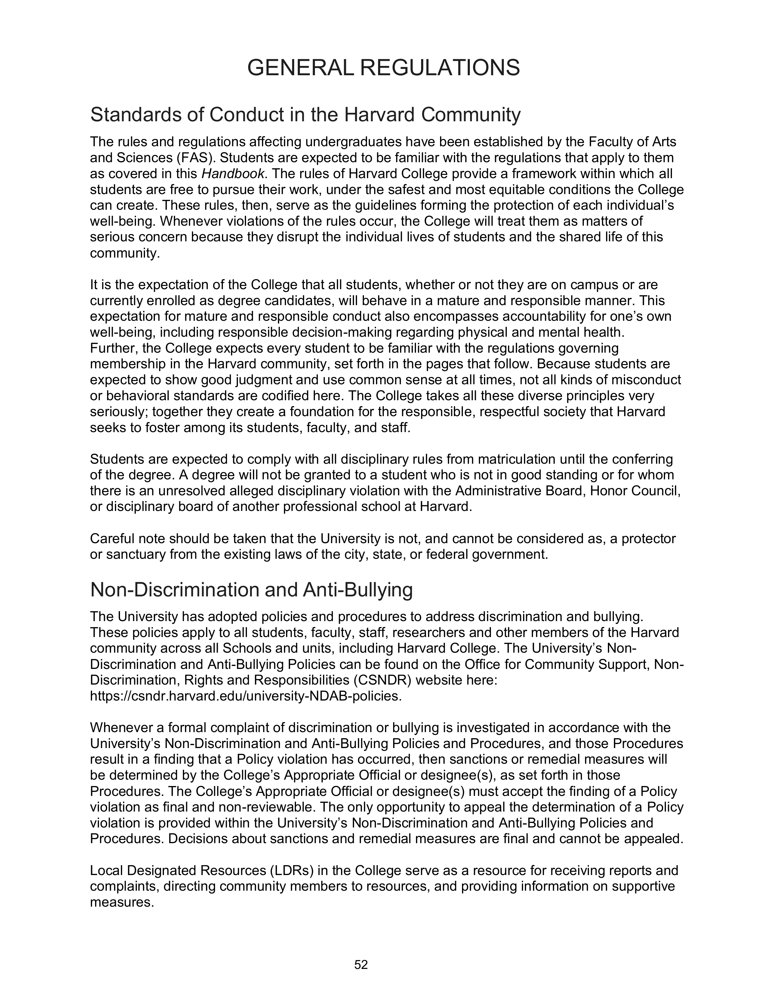 Harvard College Student Handbook — page 51