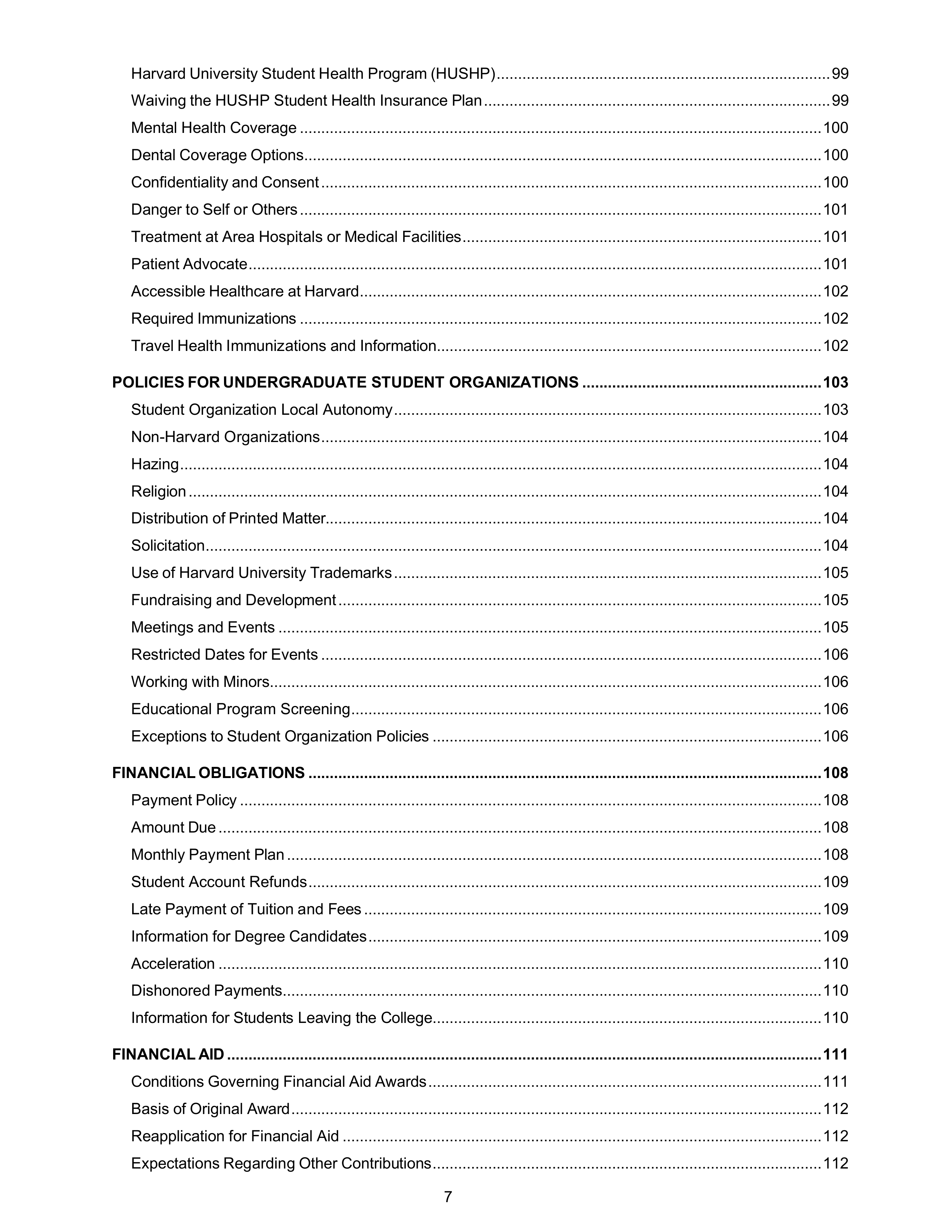 Harvard College Student Handbook — page 6