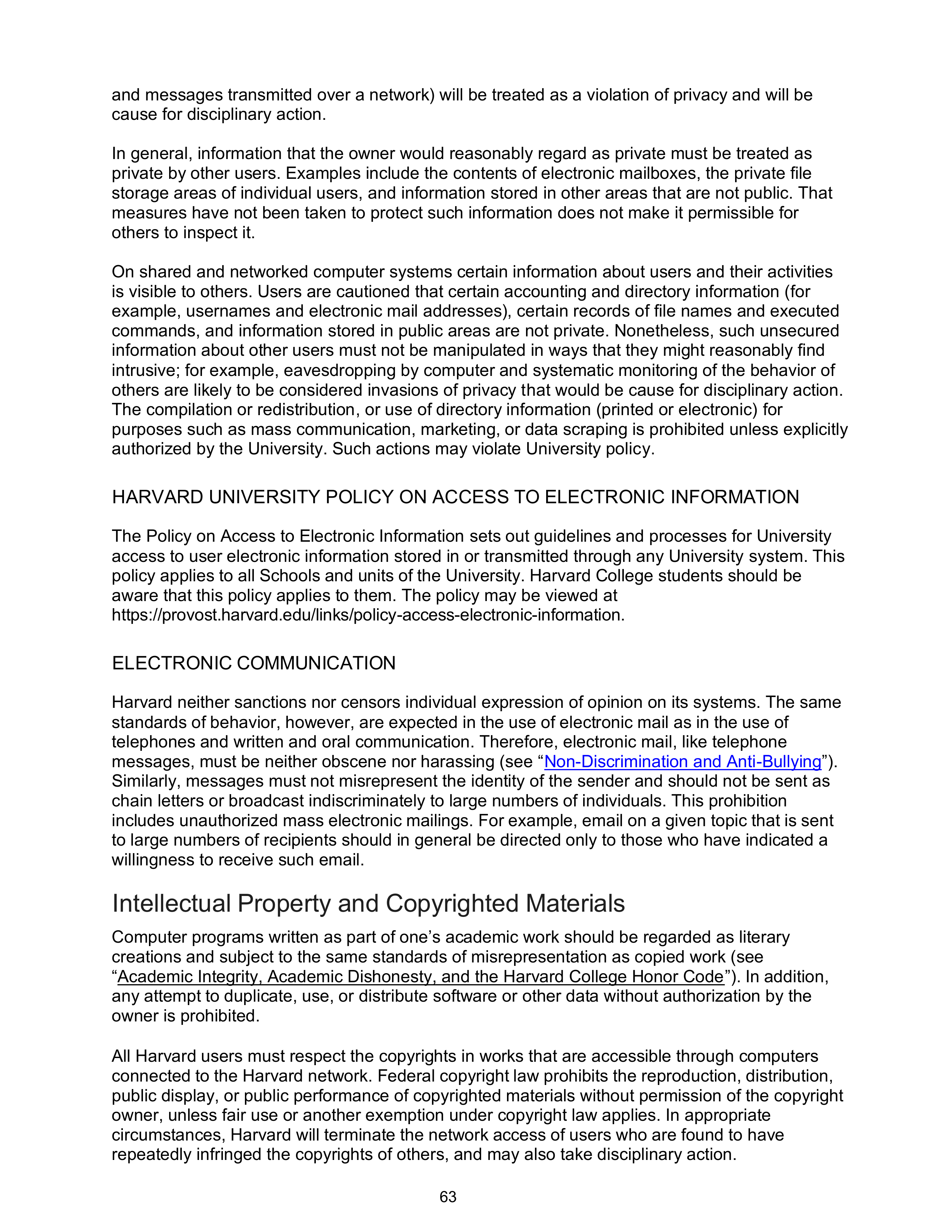 Harvard College Student Handbook — page 62