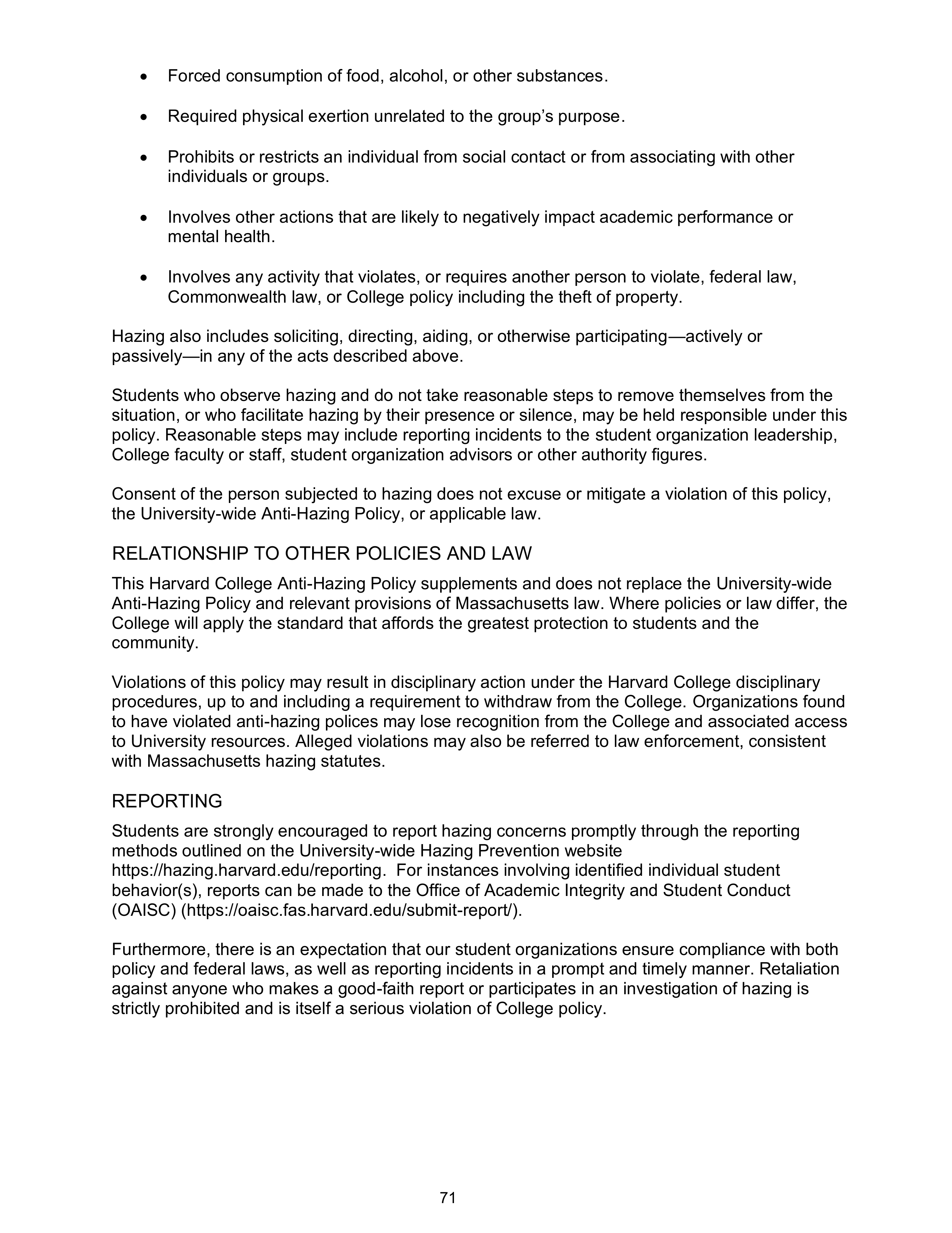 Harvard College Student Handbook — page 70