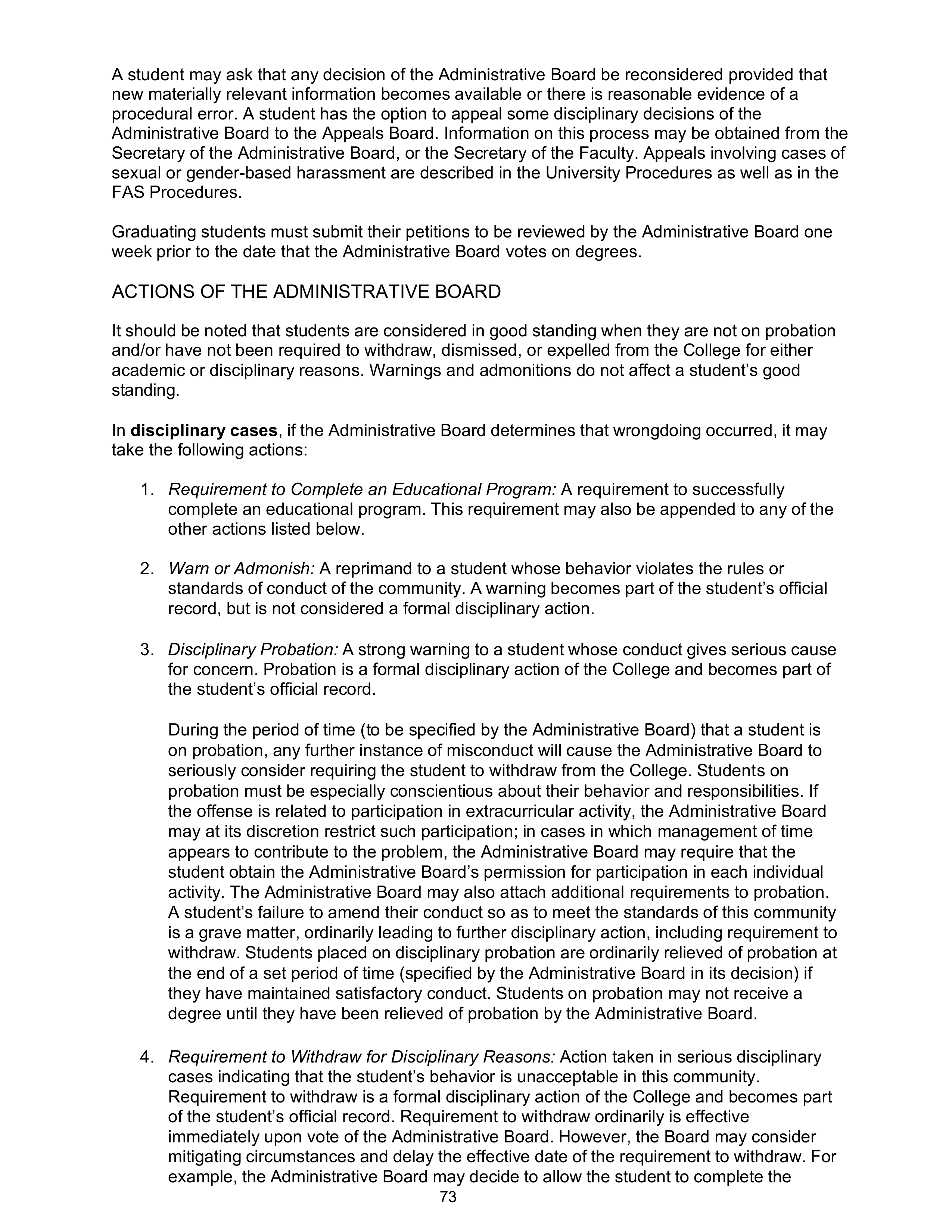 Harvard College Student Handbook — page 72