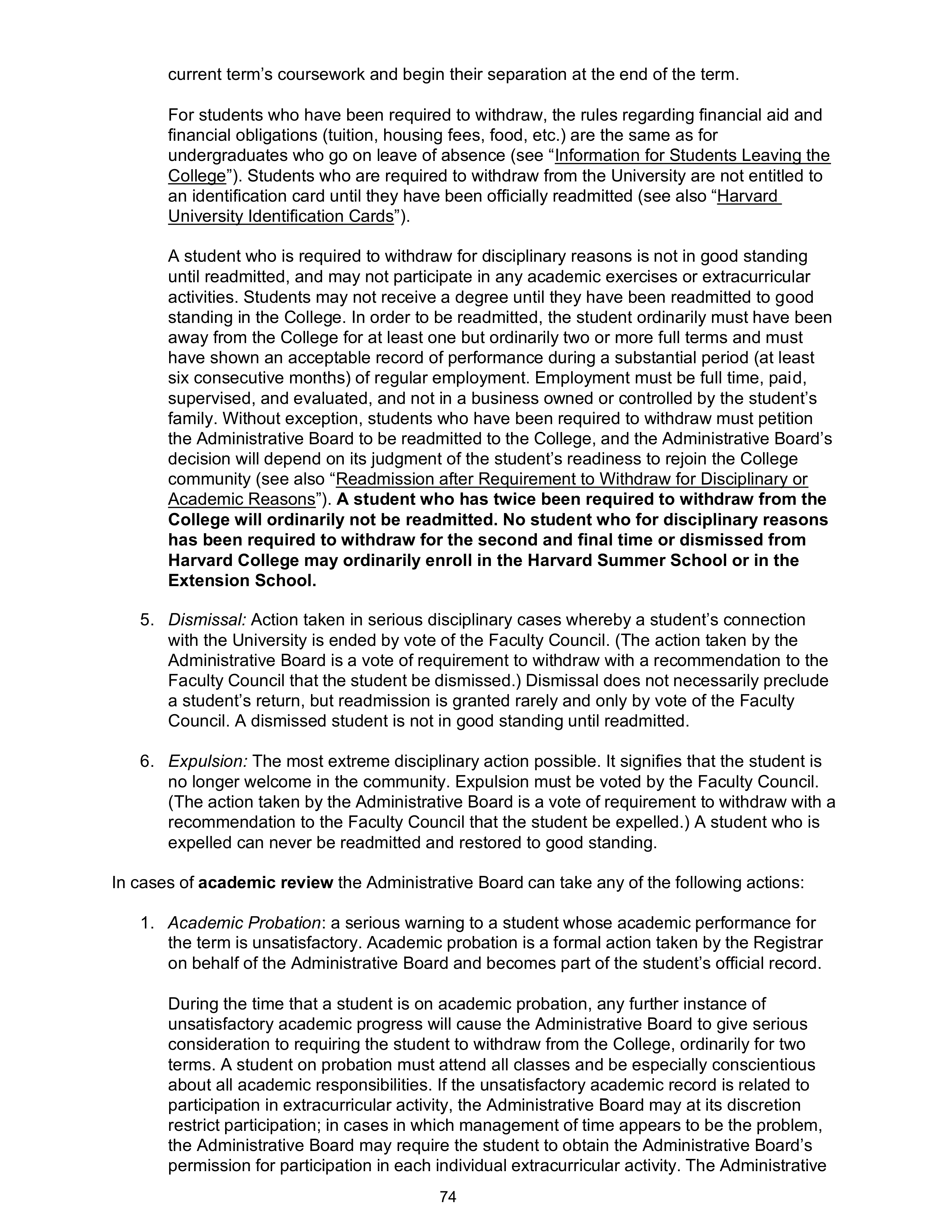 Harvard College Student Handbook — page 73