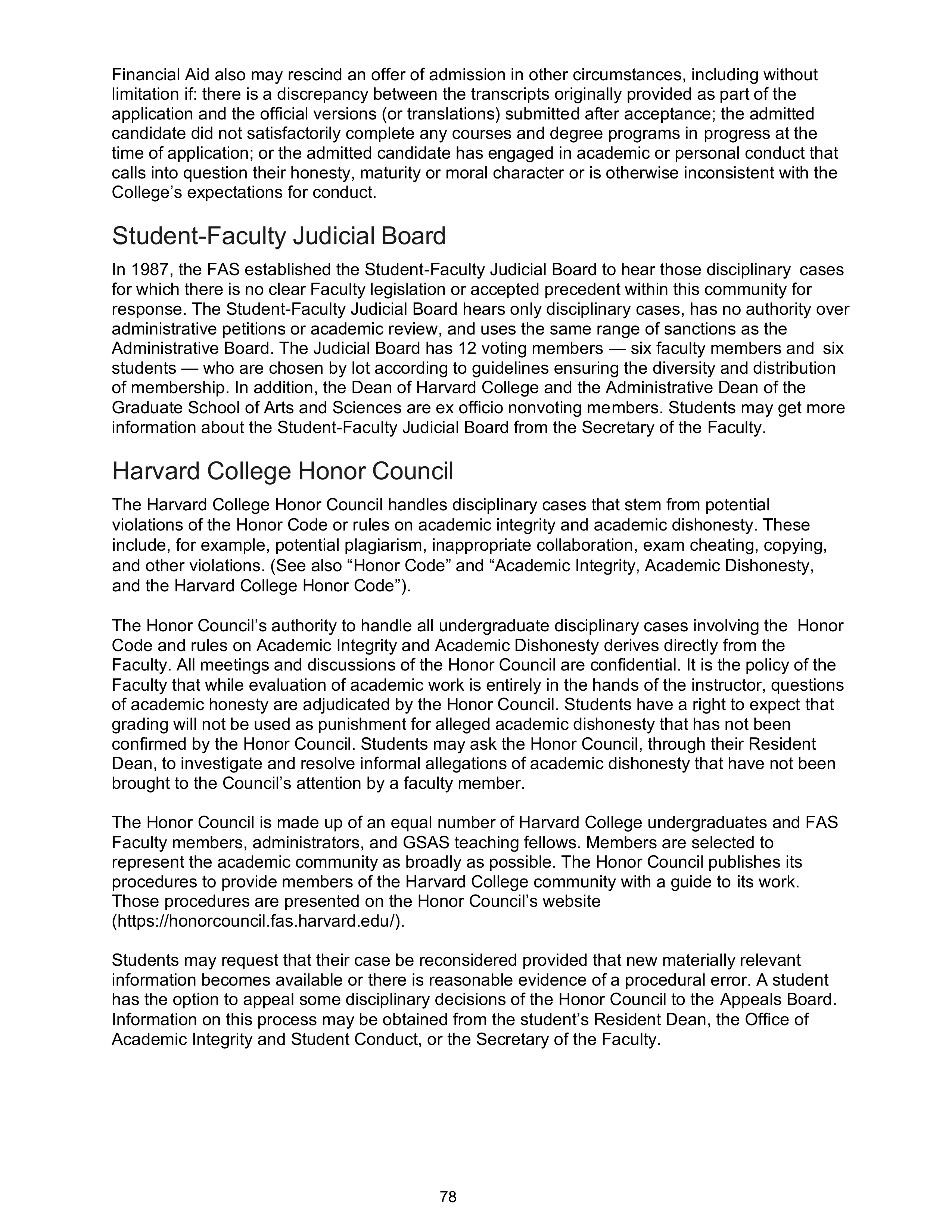 Harvard College Student Handbook — page 77