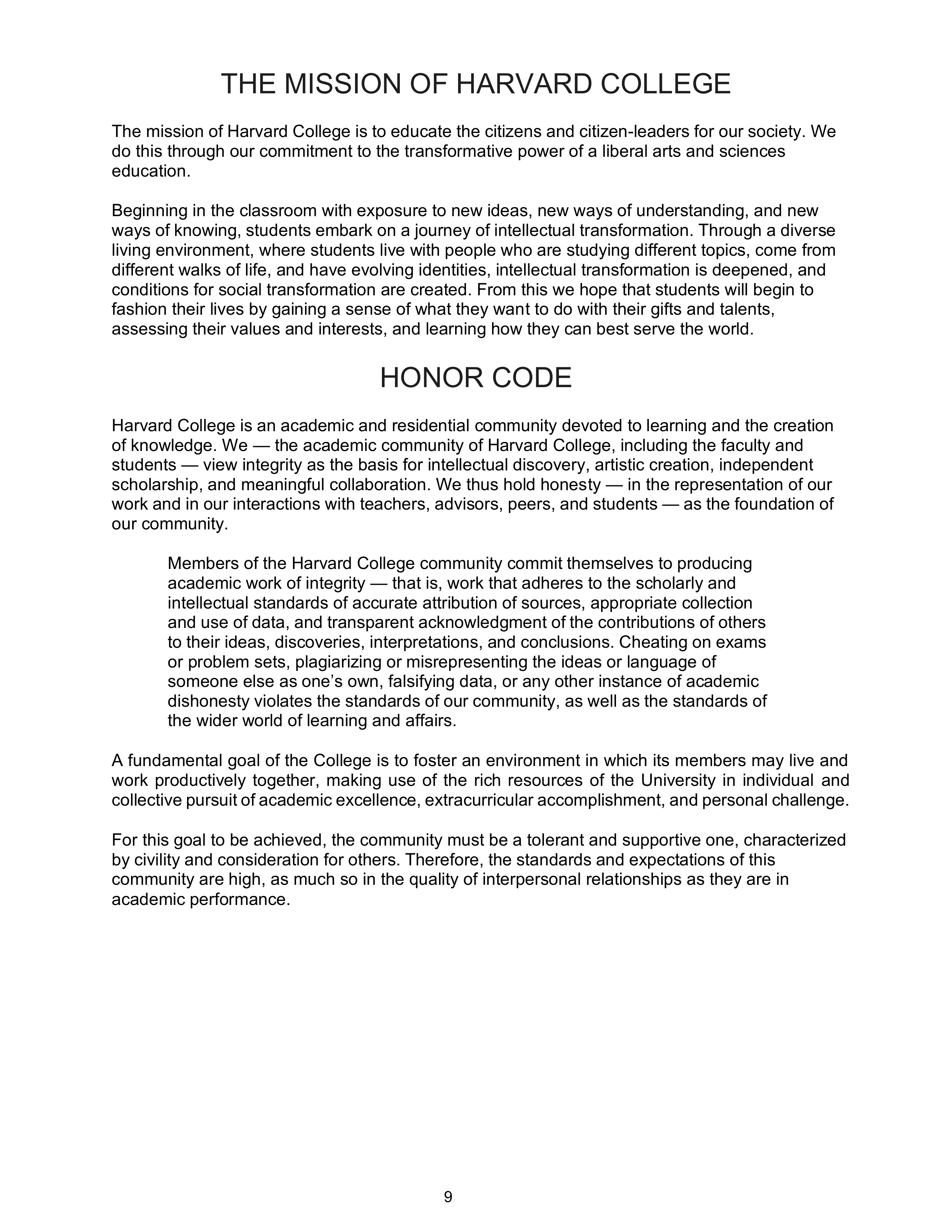 Harvard College Student Handbook — page 8