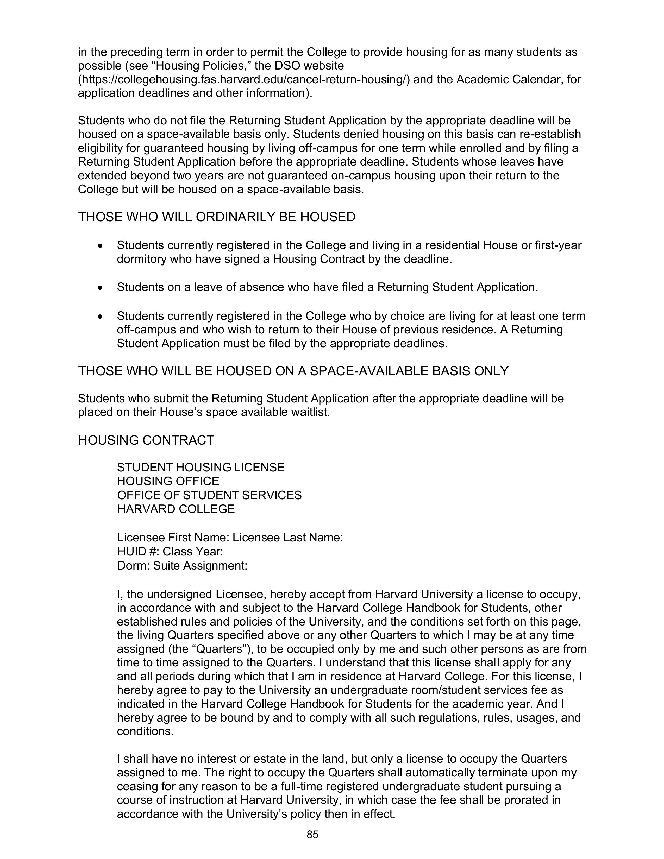 Harvard College Student Handbook — page 84