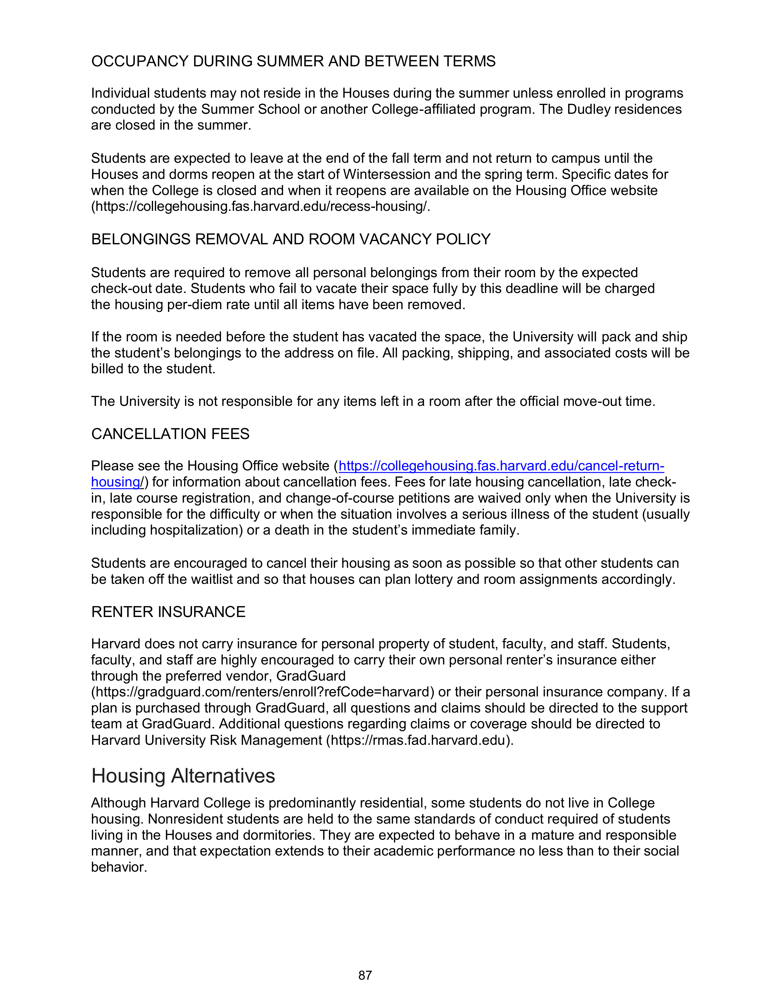 Harvard College Student Handbook — page 86