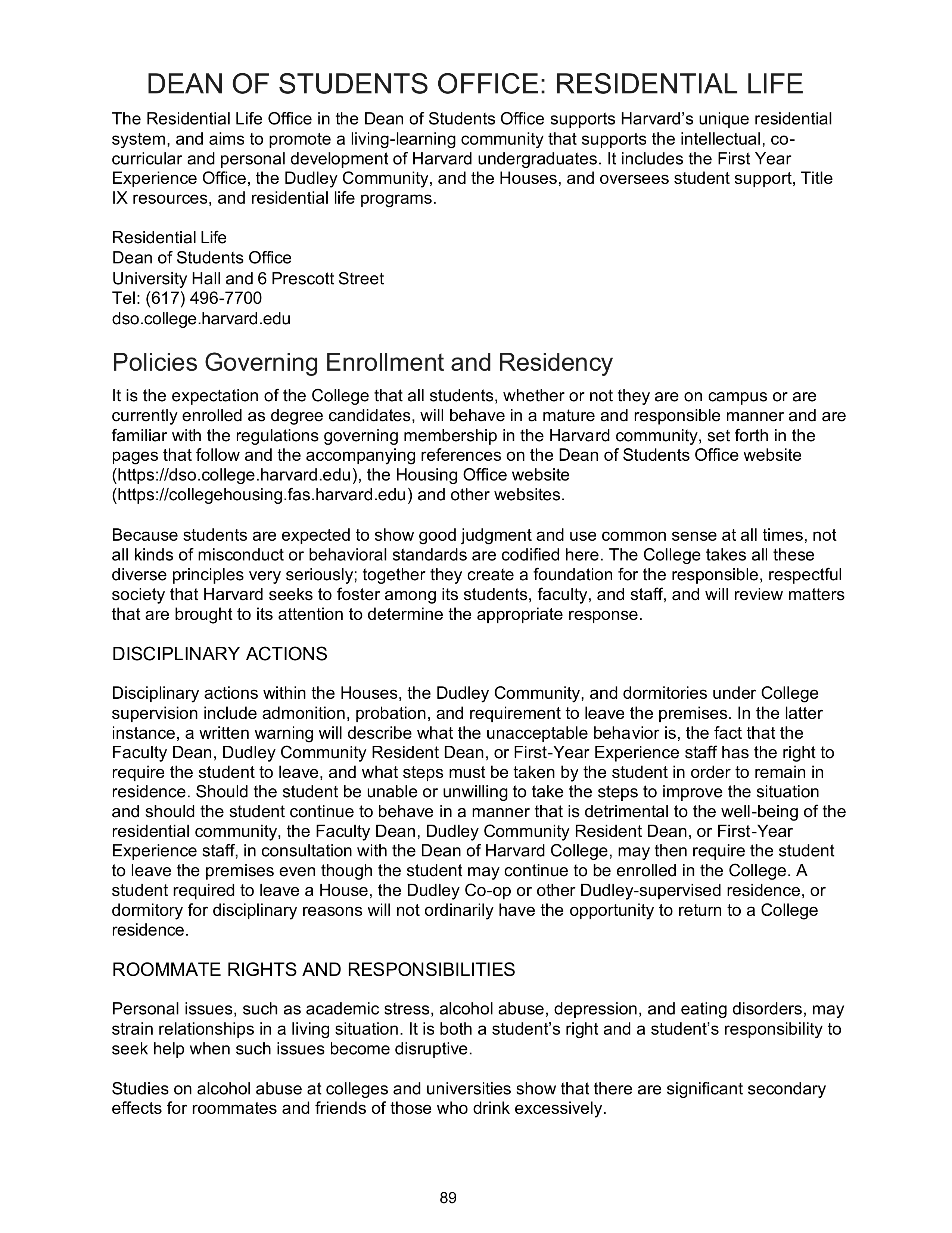Harvard College Student Handbook — page 88