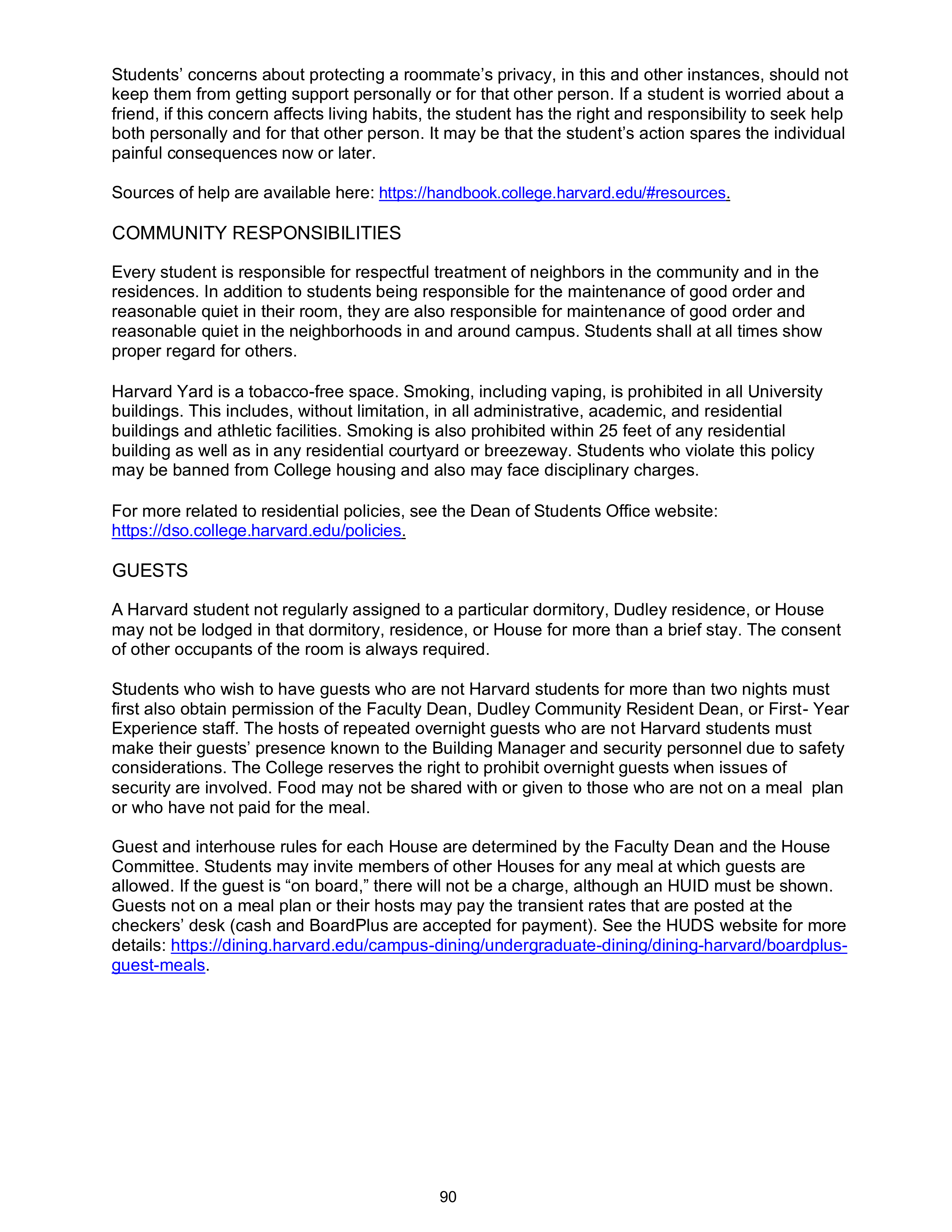 Harvard College Student Handbook — page 89