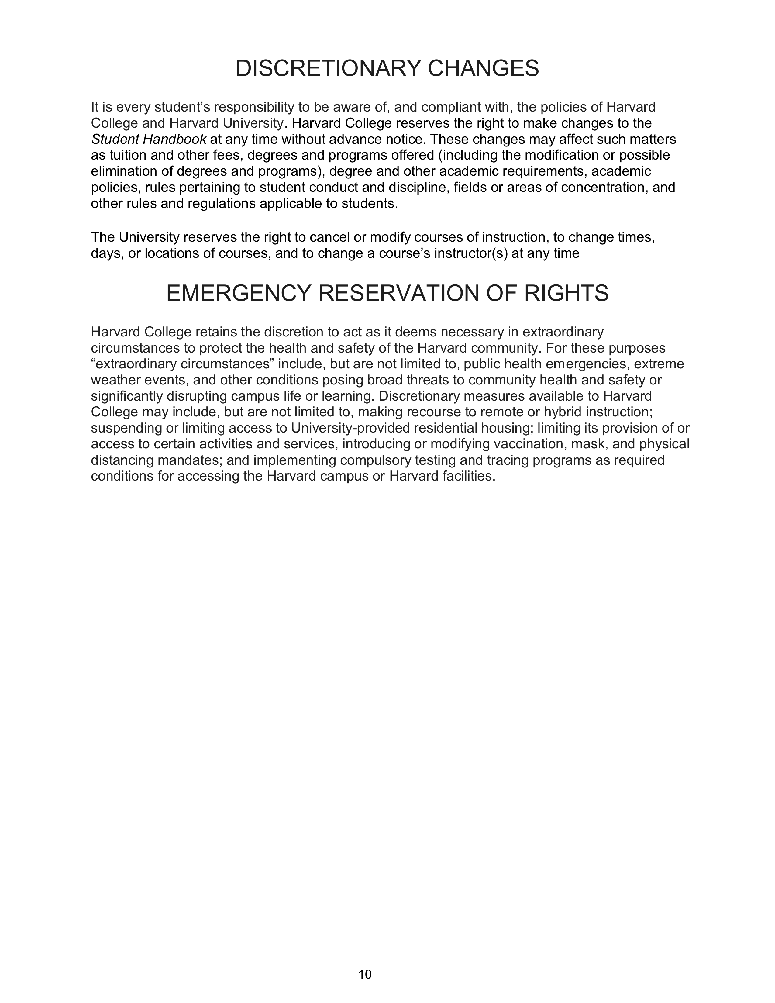 Harvard College Student Handbook — page 9