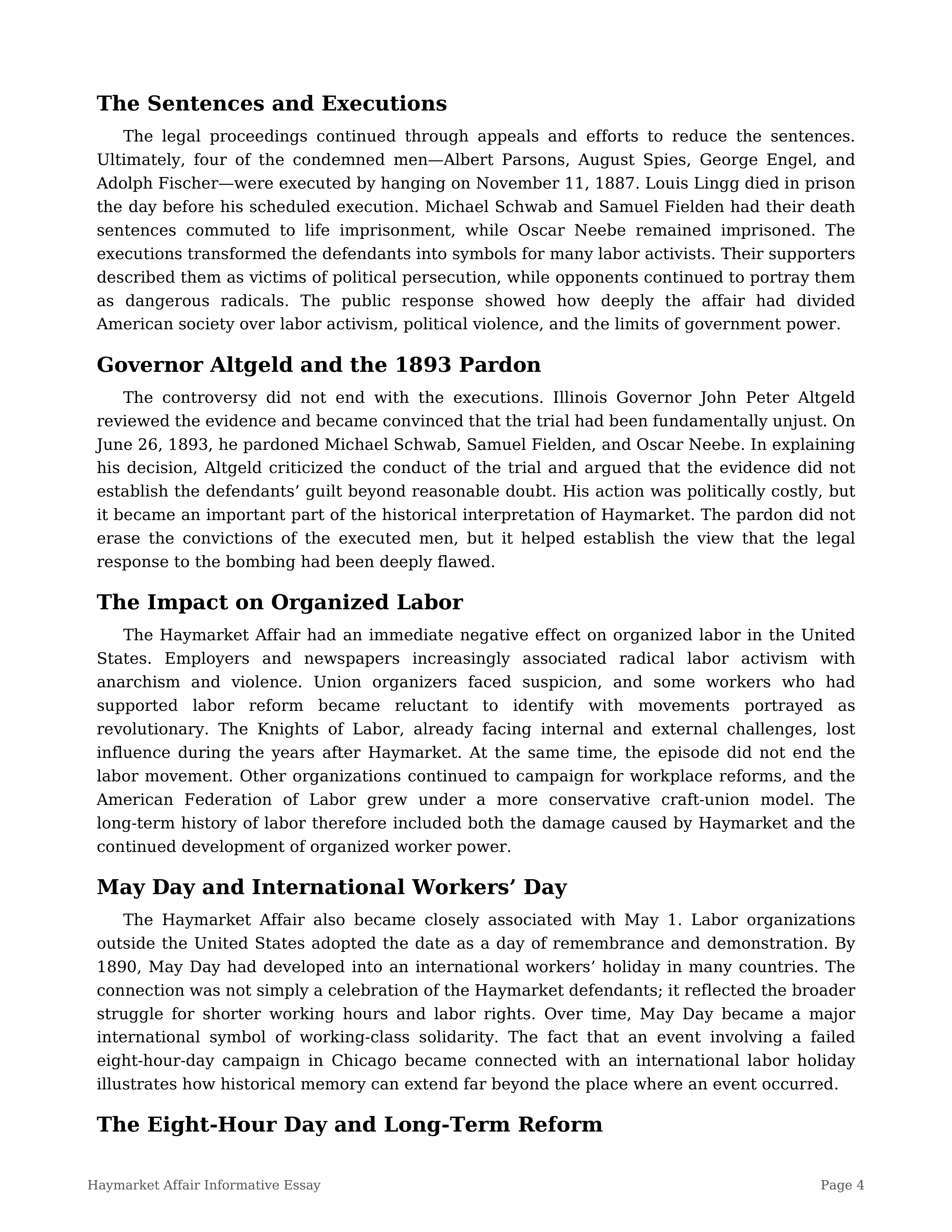 Haymarket Affair Informative Essay — page 4