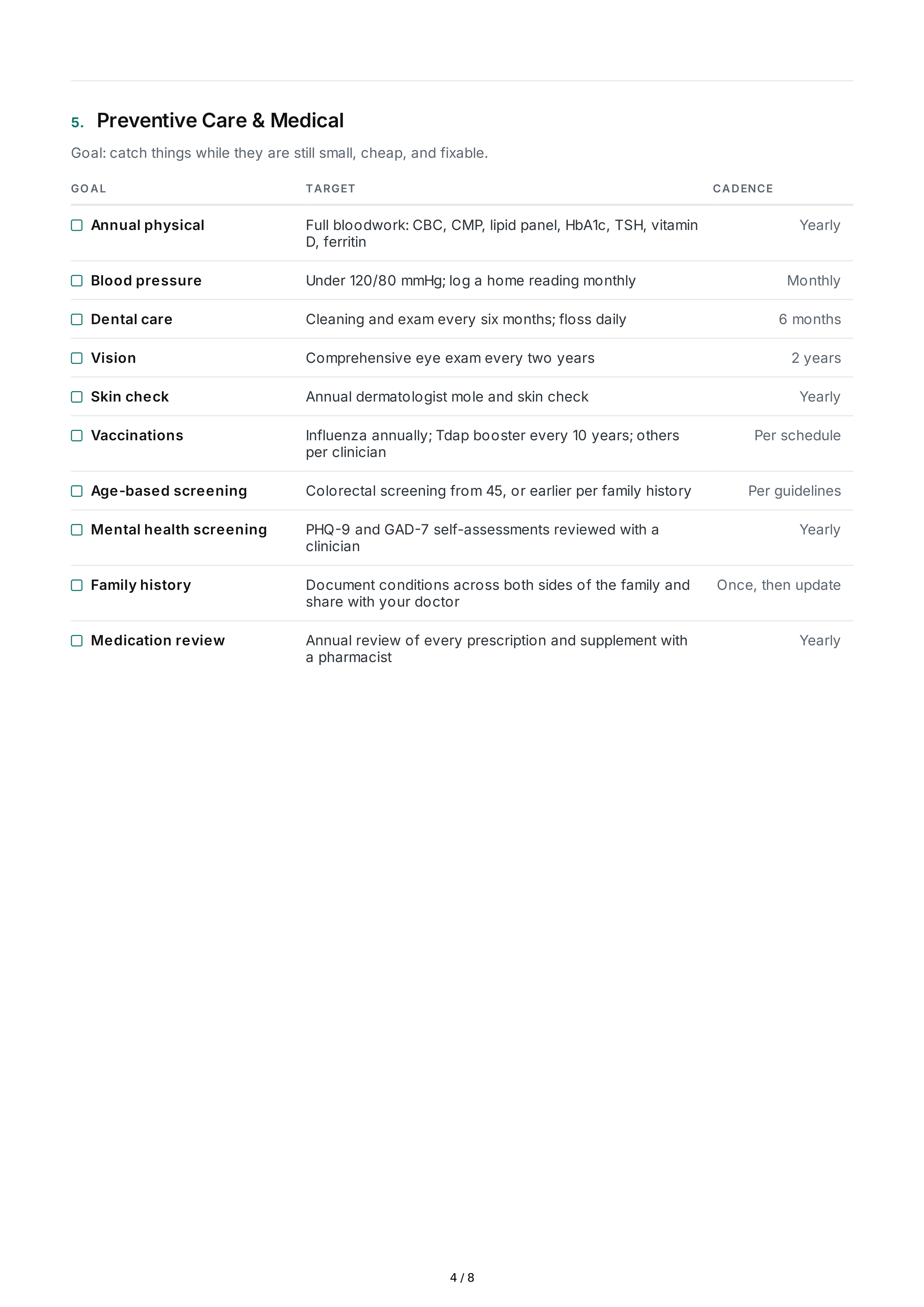 Health Life Goals — page 4