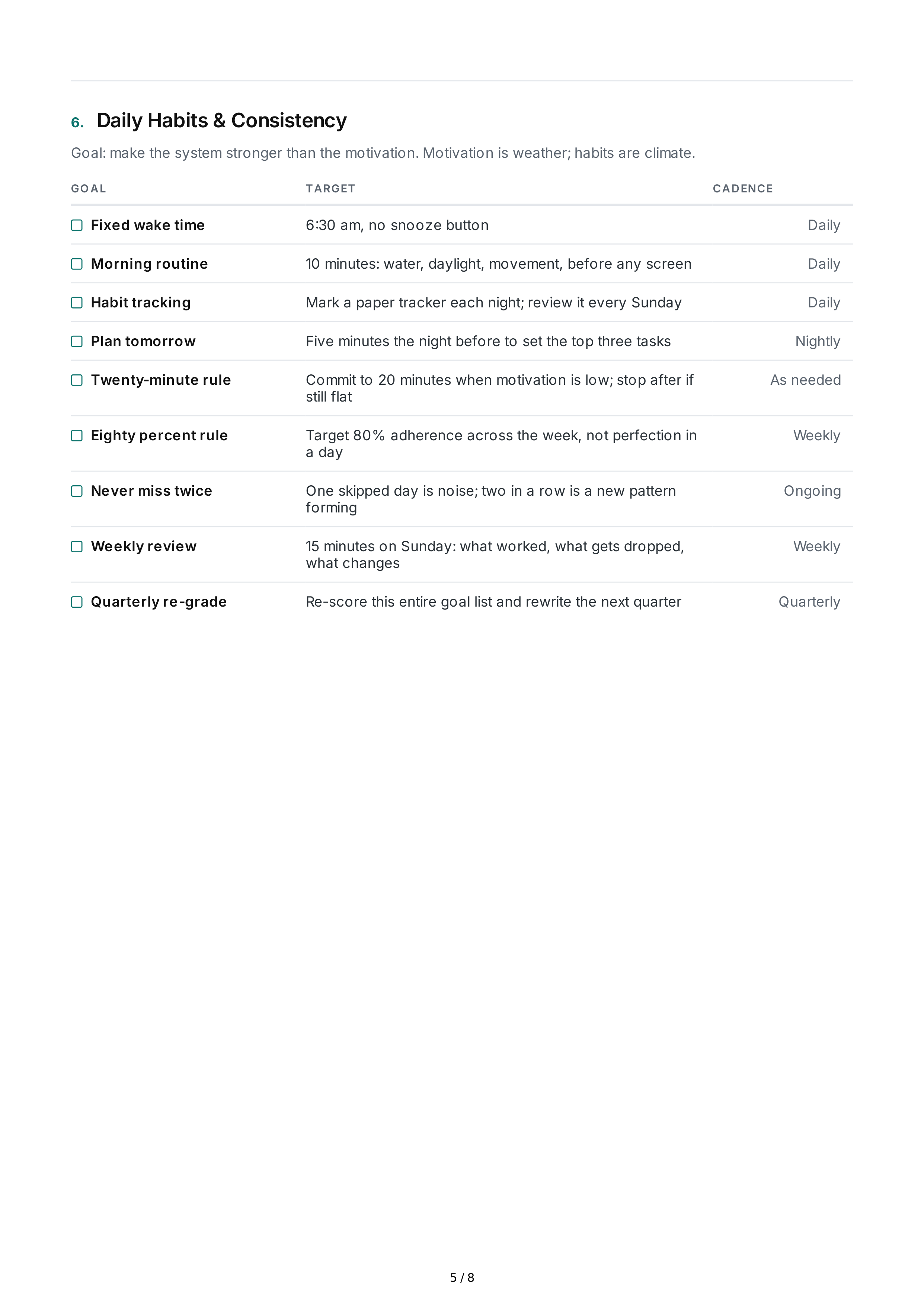 Health Life Goals — page 5