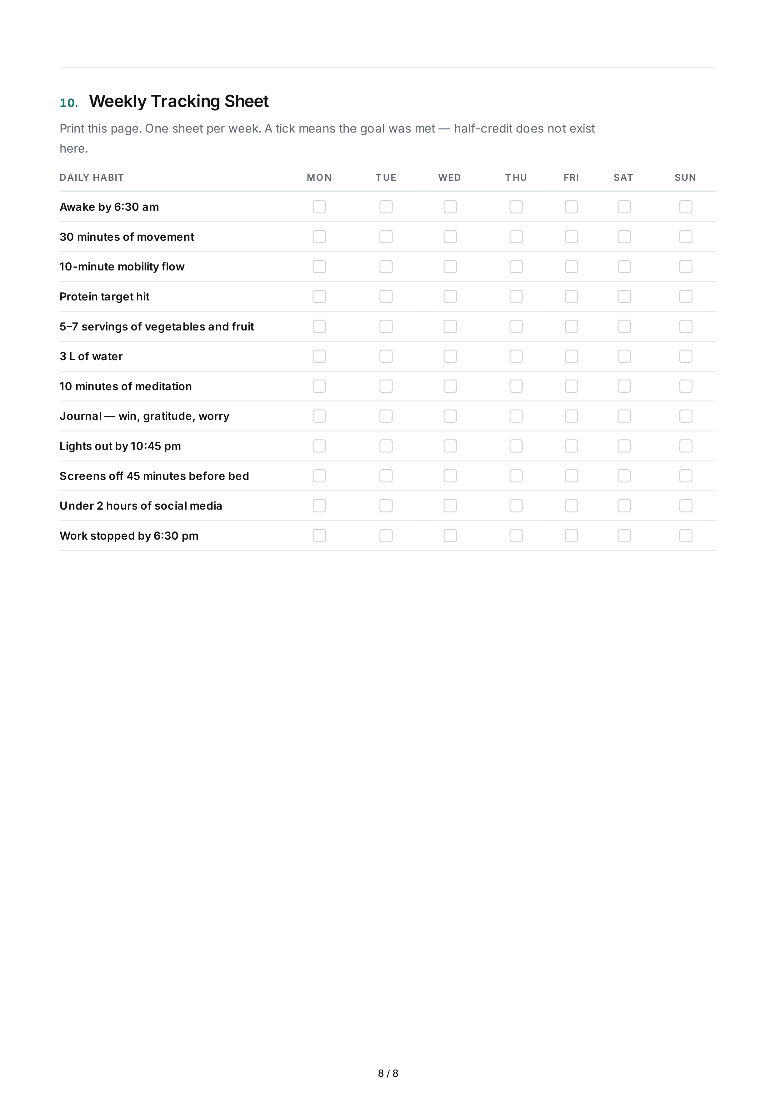 Health Life Goals — page 8