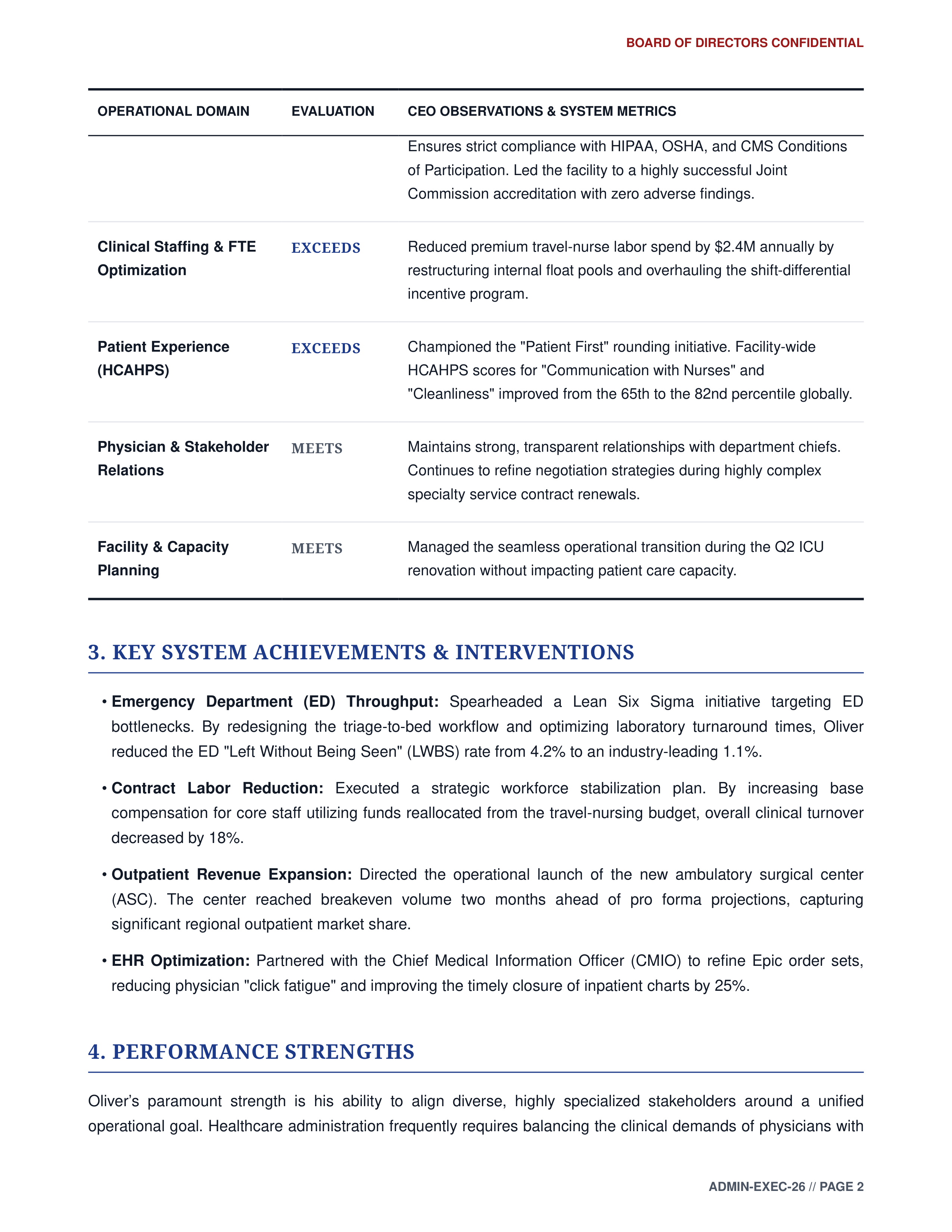 Healthcare Administrator Performance Review — page 2