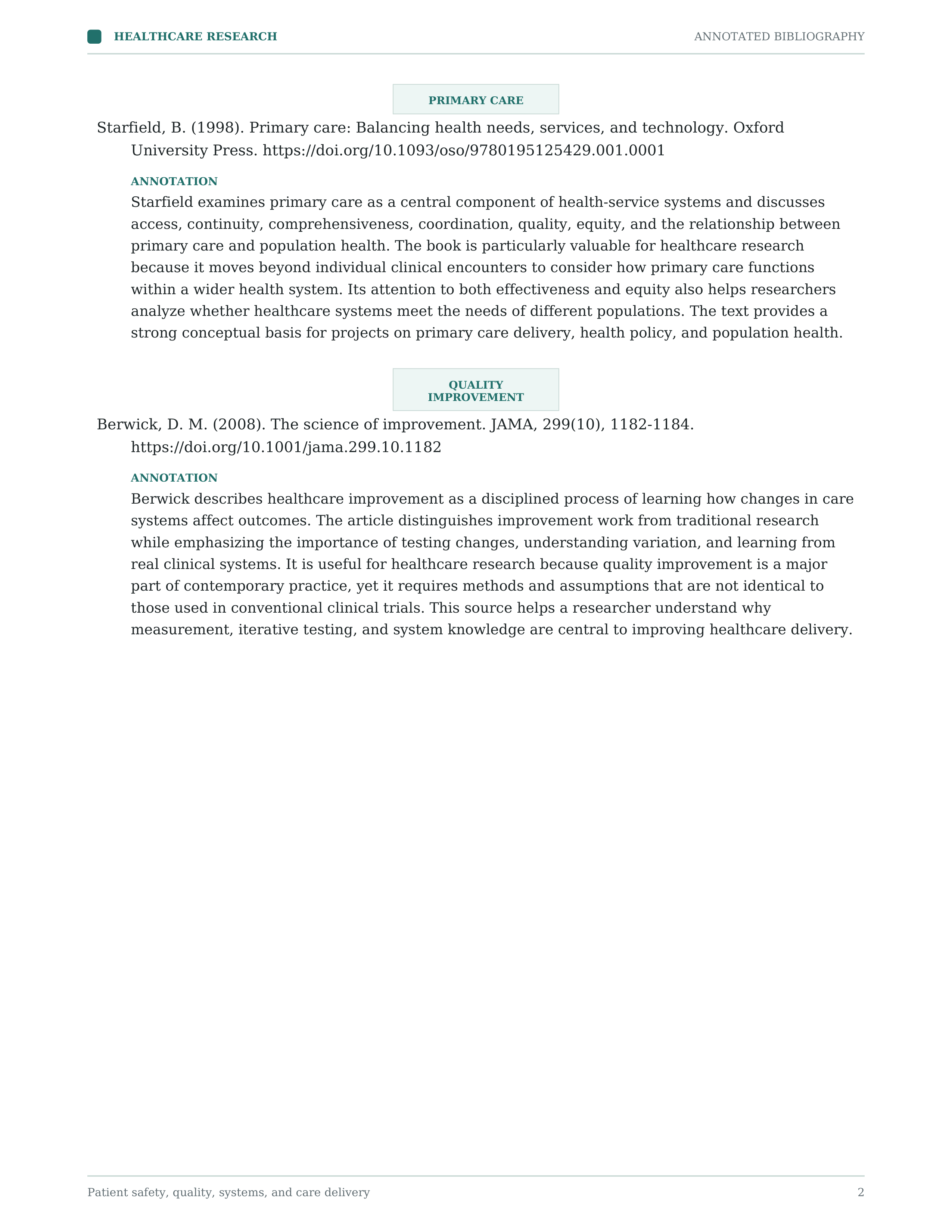 Healthcare Annotated Bibliography - AI Annotated Bibliography Generator ...