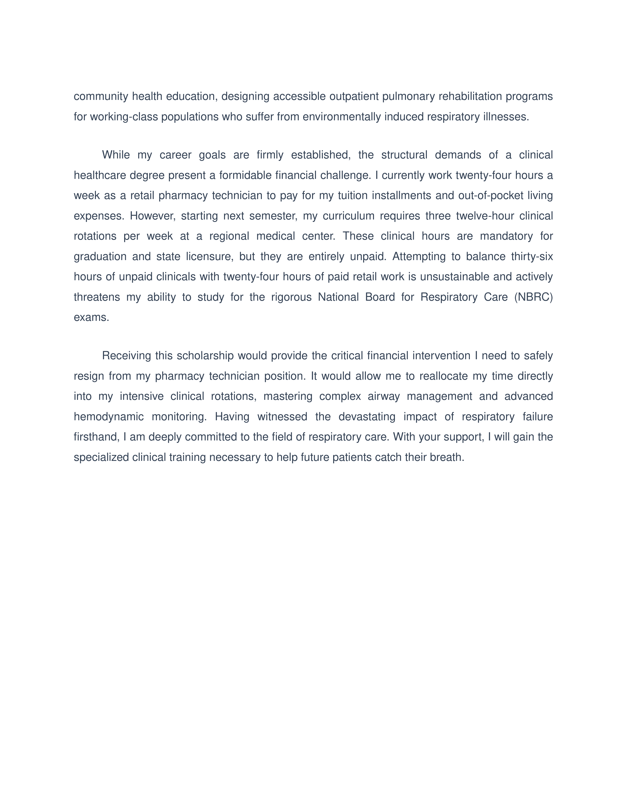 Healthcare Career Goals Scholarship Essay — page 2