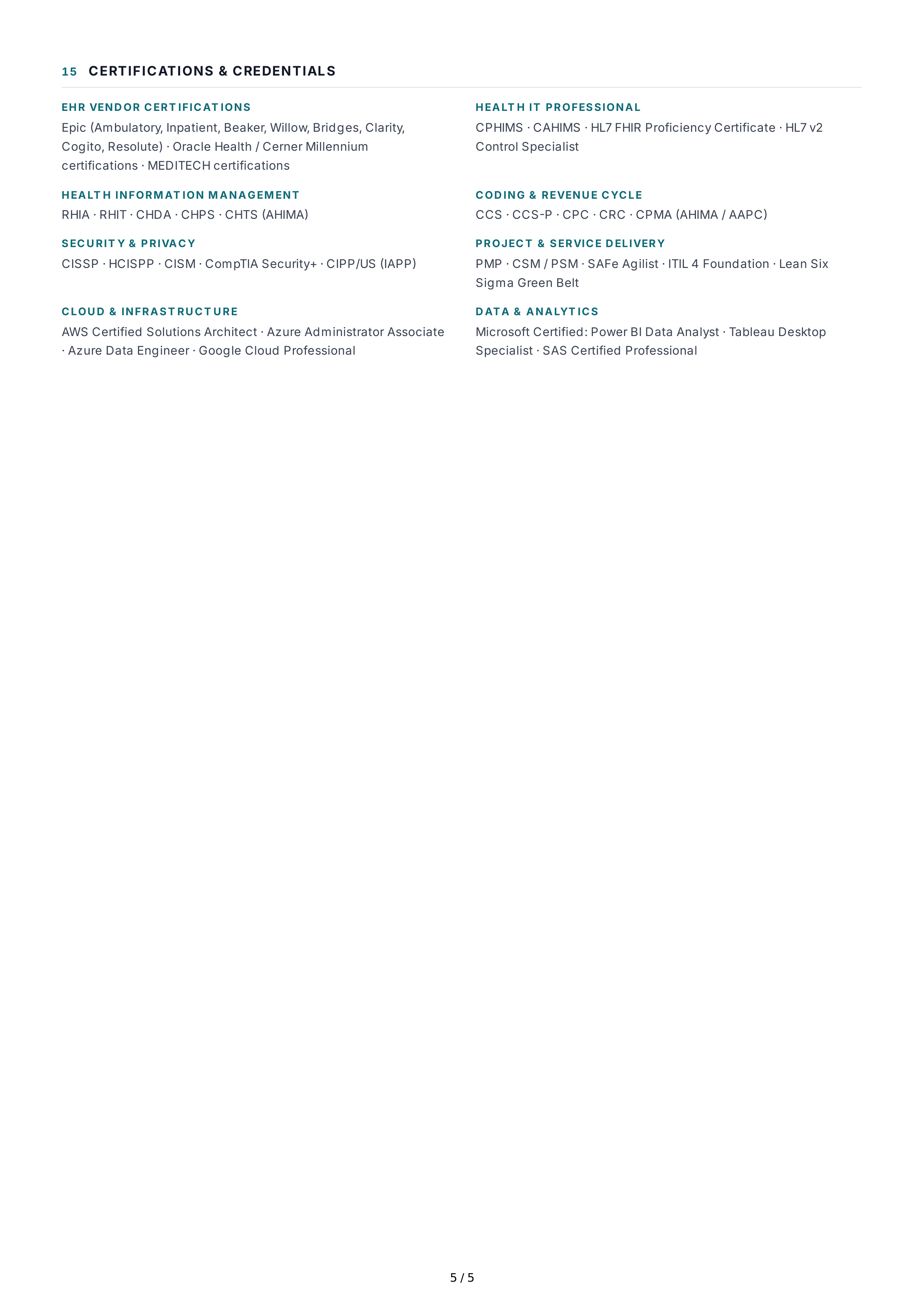 Healthcare Information Technology Technical Skills — page 5