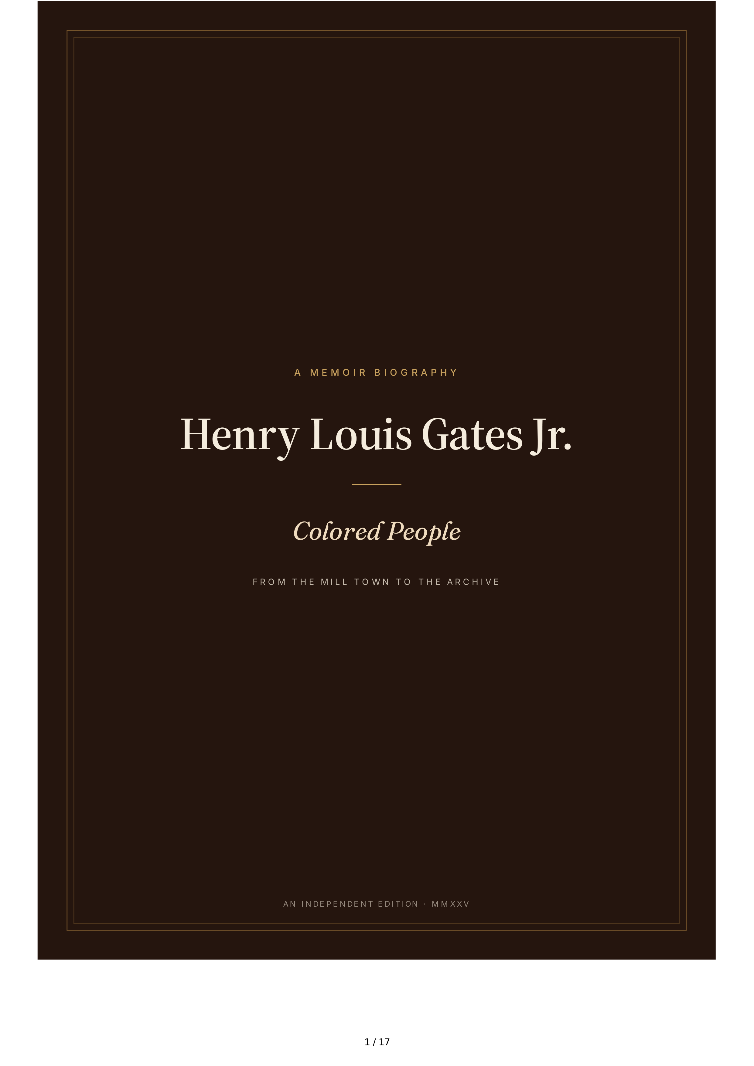 Henry Louis Gates Jr. Colored People A Memoir Biography — page 1