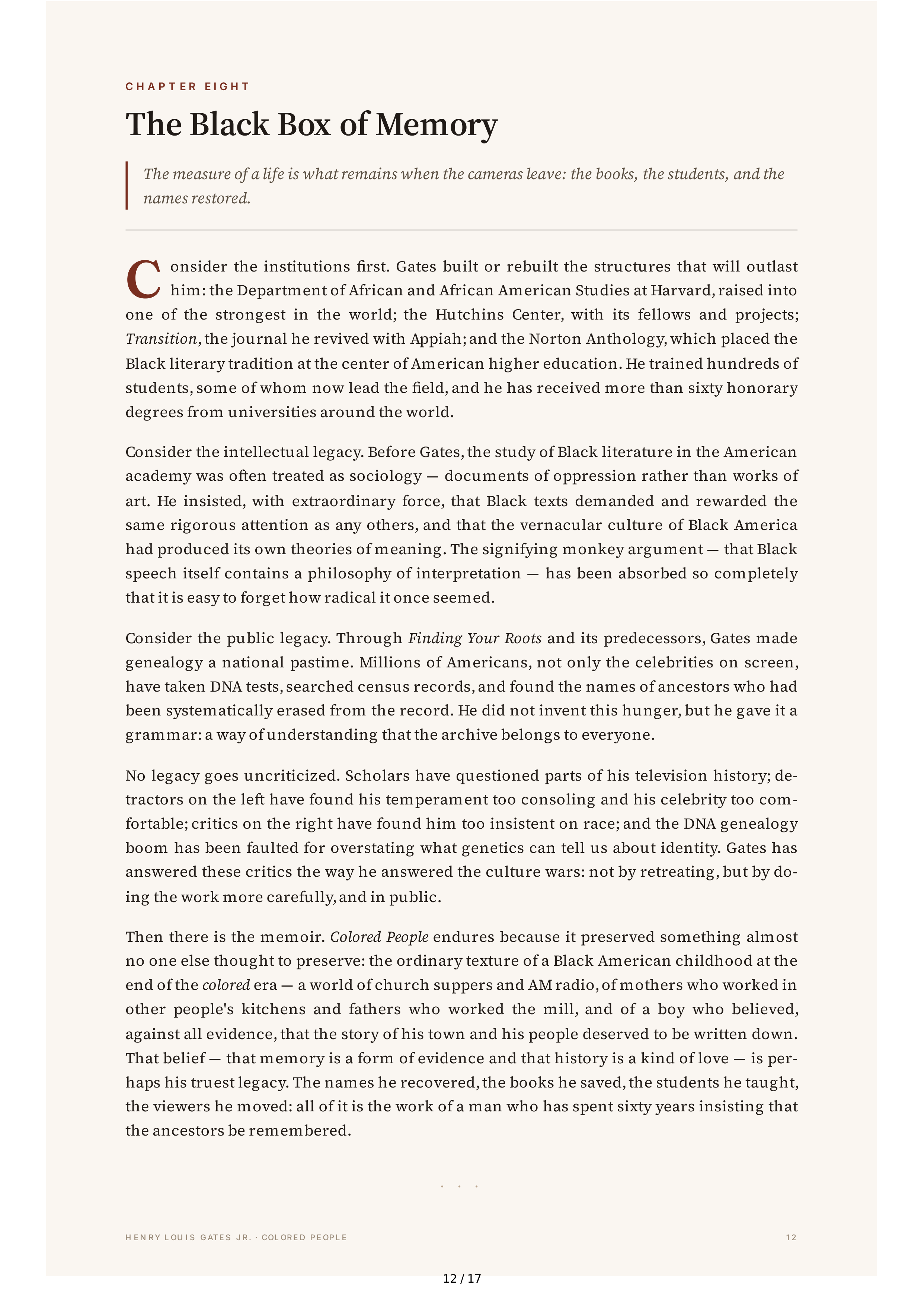 Henry Louis Gates Jr. Colored People A Memoir Biography — page 12