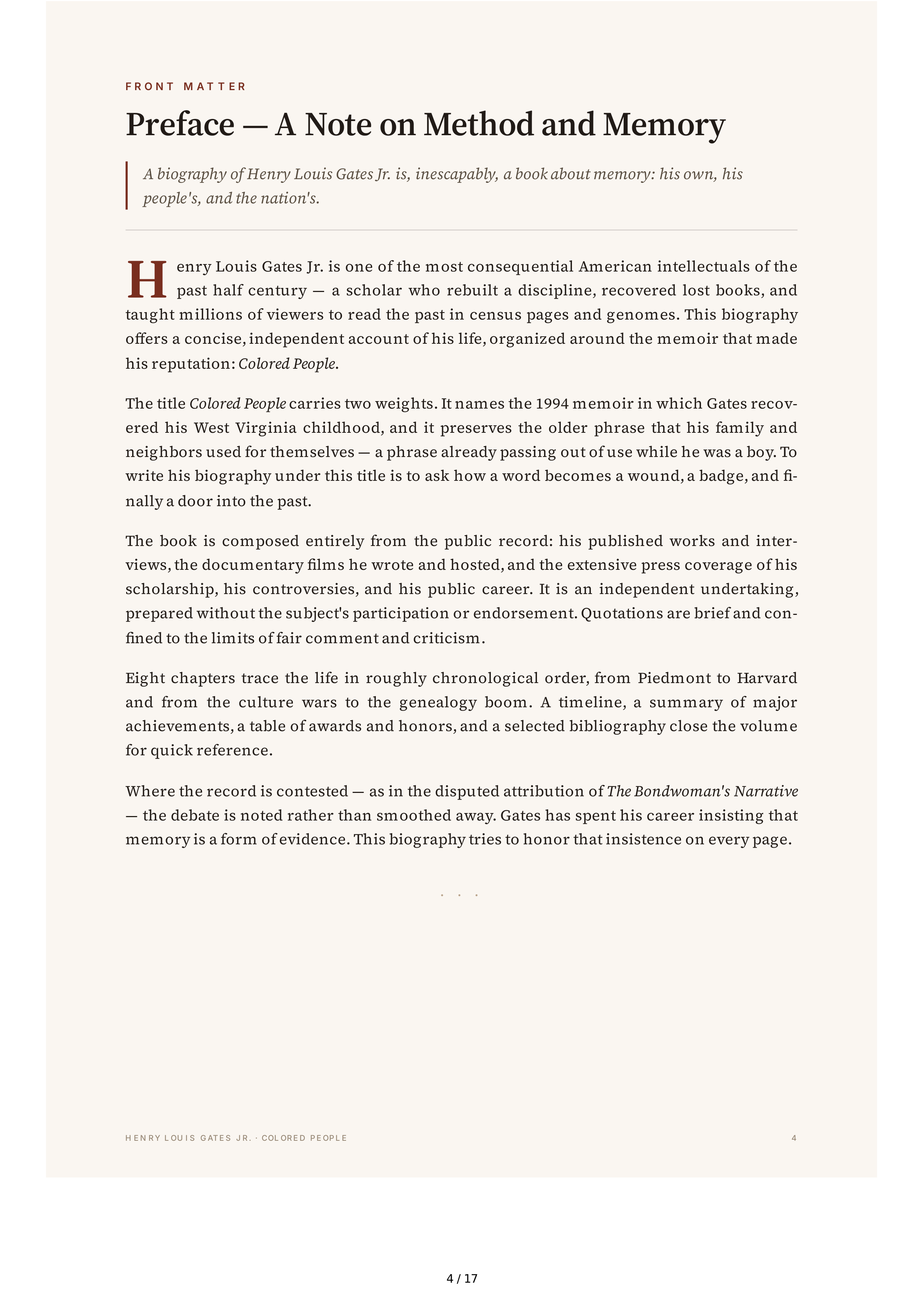 Henry Louis Gates Jr. Colored People A Memoir Biography — page 4