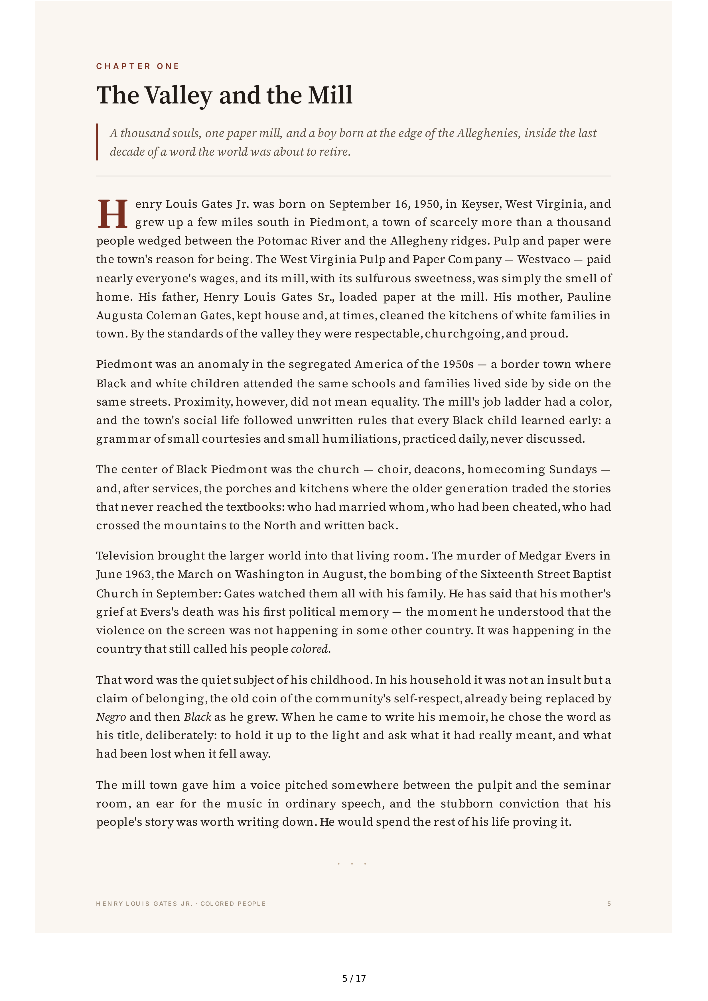 Henry Louis Gates Jr. Colored People A Memoir Biography — page 5