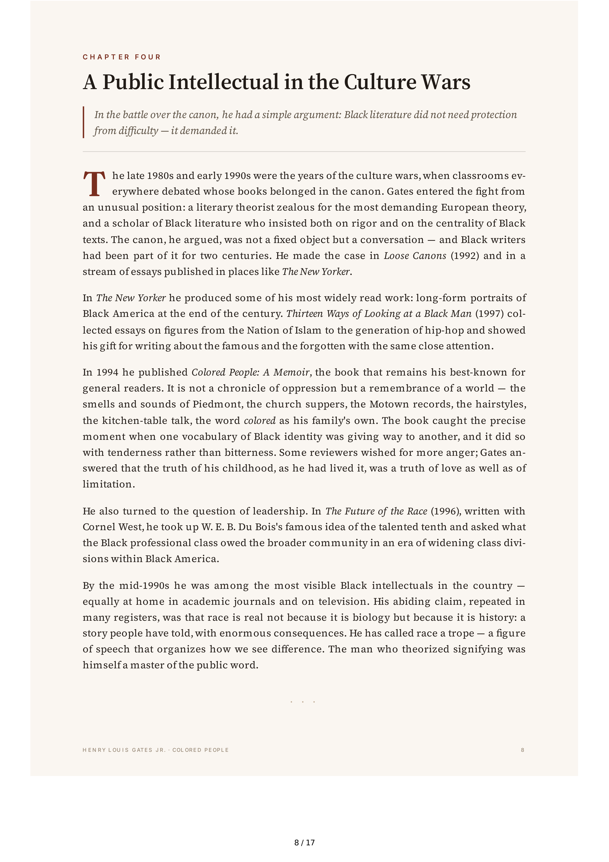 Henry Louis Gates Jr. Colored People A Memoir Biography — page 8
