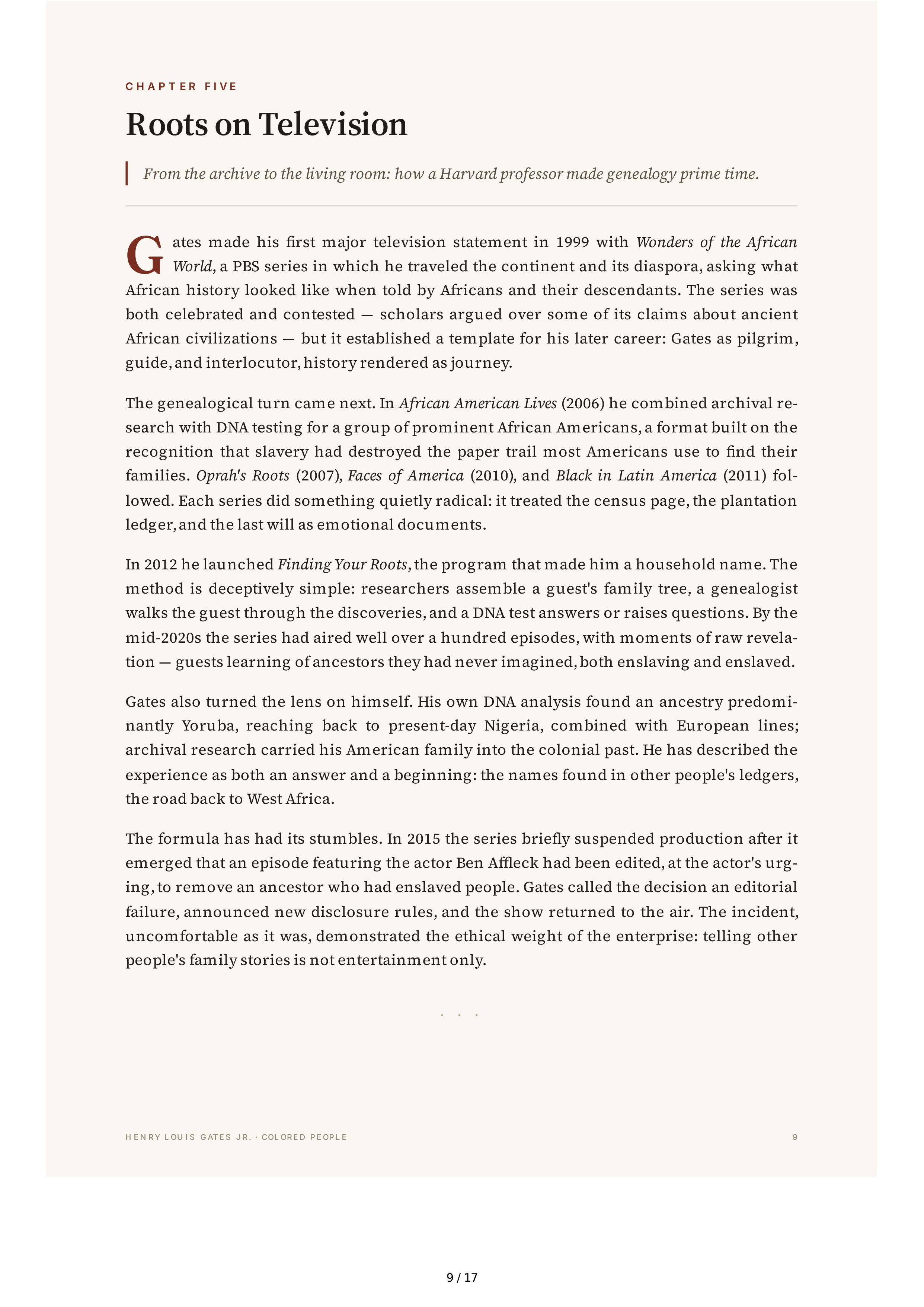 Henry Louis Gates Jr. Colored People A Memoir Biography — page 9
