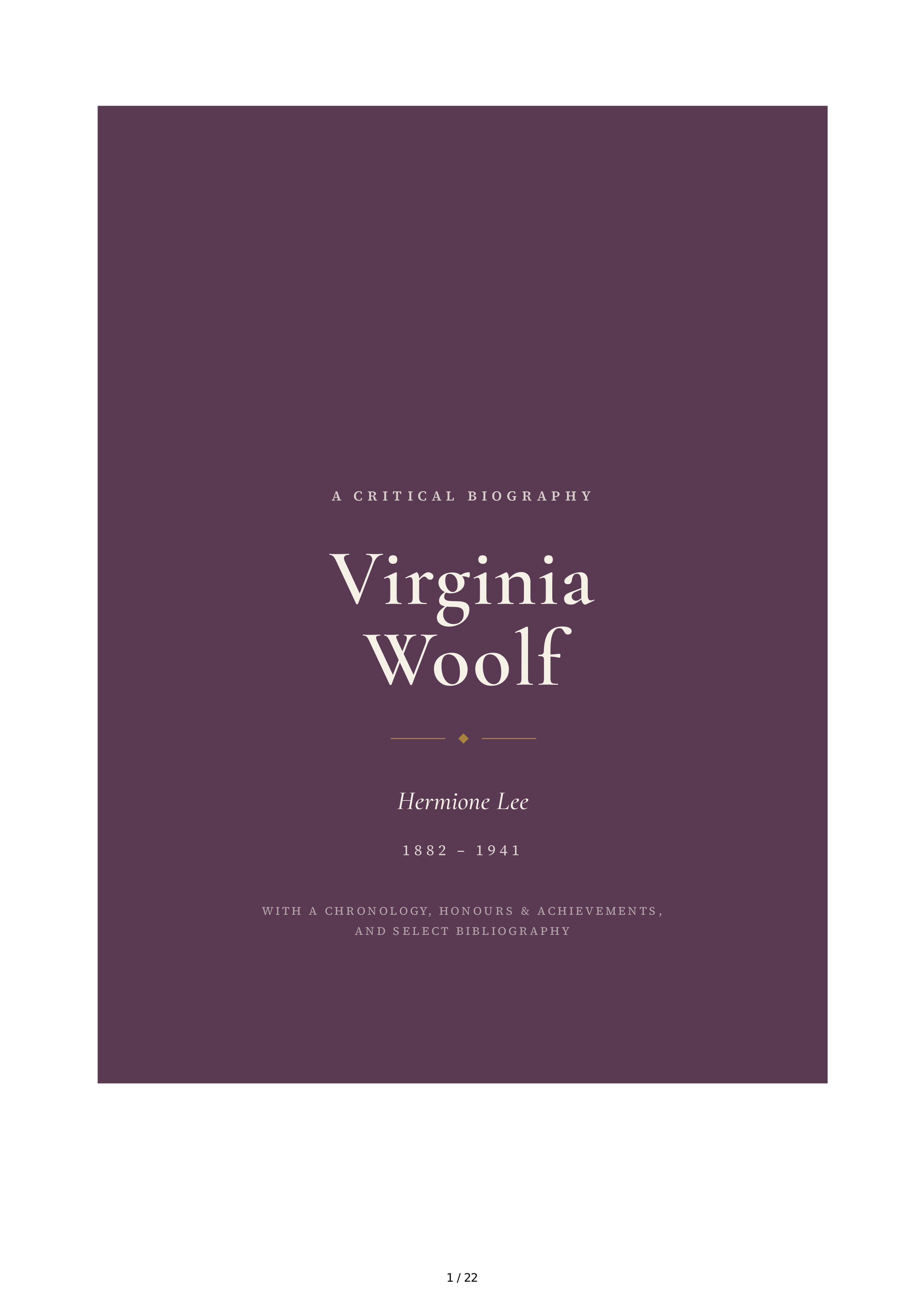 Hermione Lee Virginia Woolf Biography — page 1