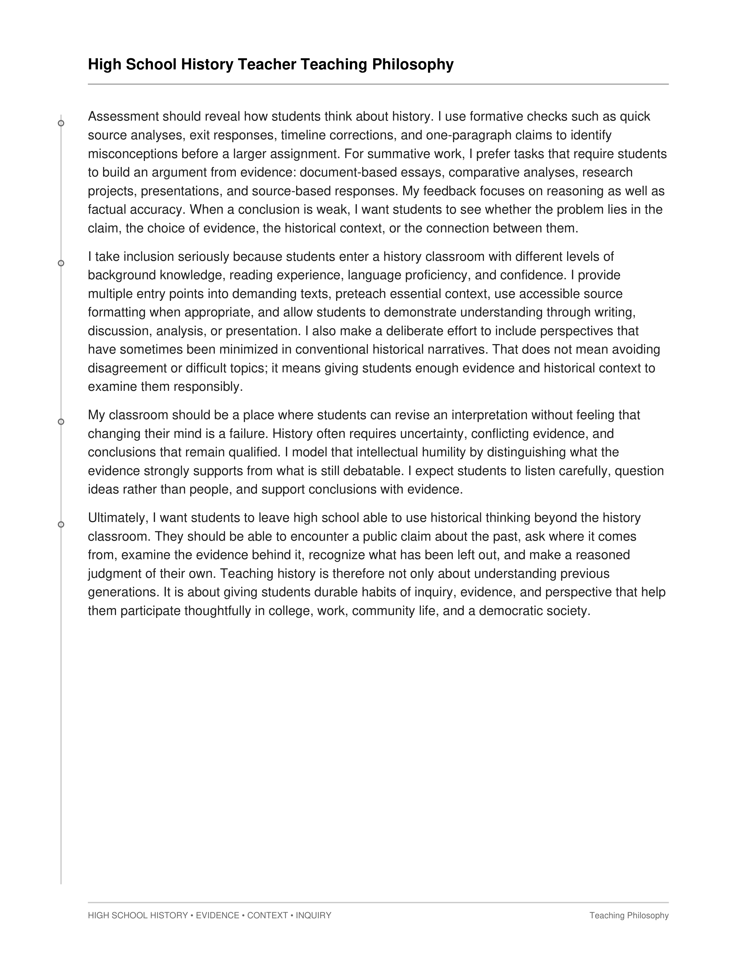 High School History Teacher Teaching Philosophy — page 2