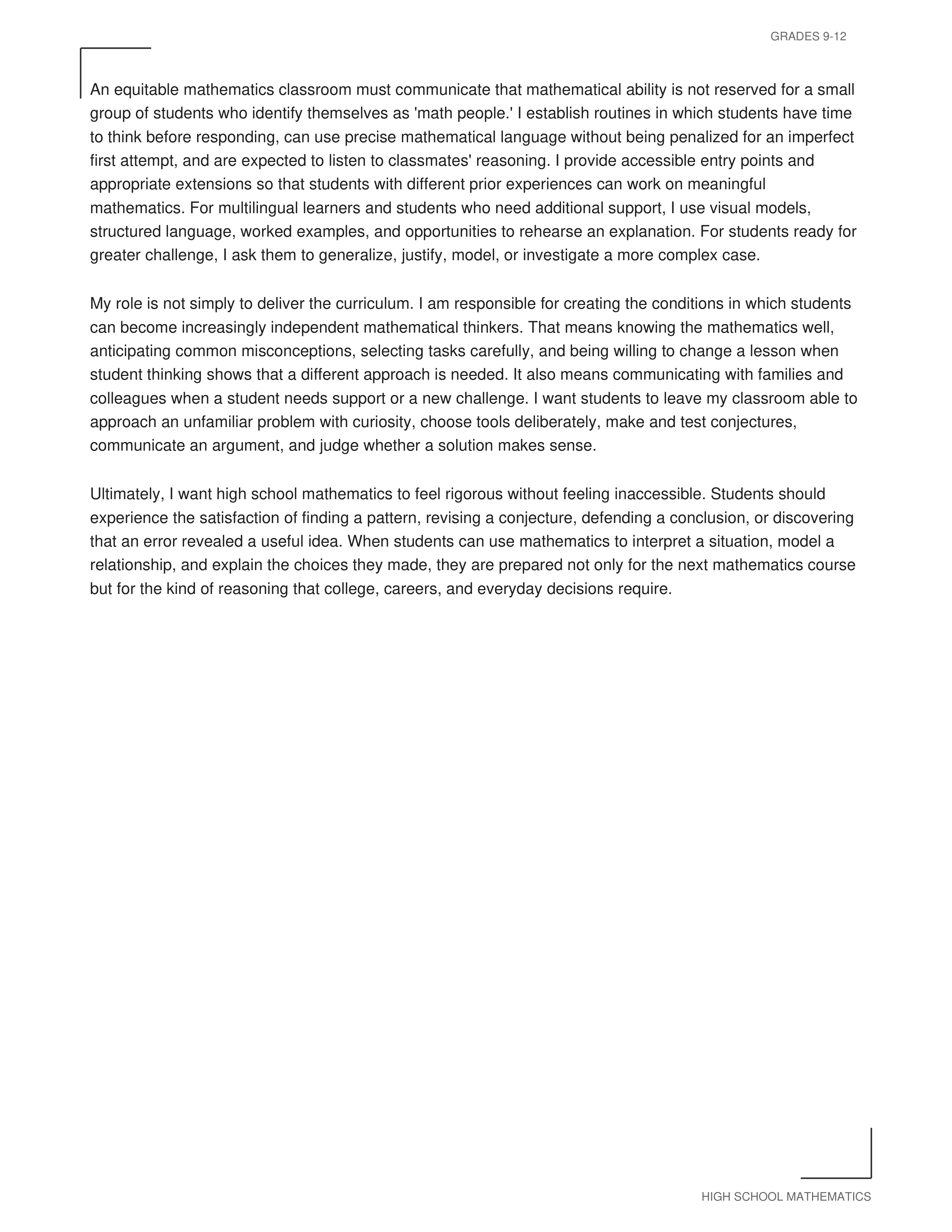 High School Math Teacher Teaching Philosophy — page 2
