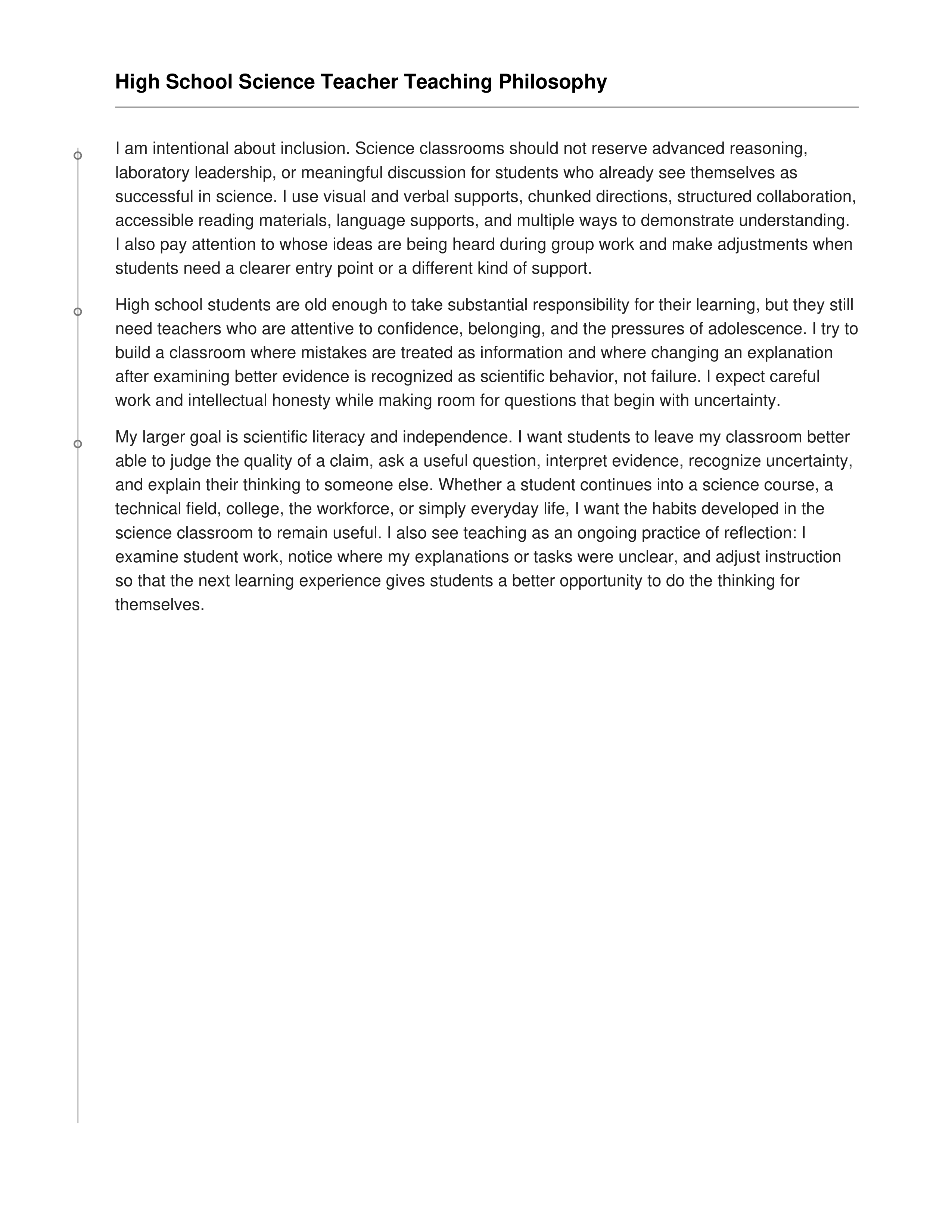 High School Science Teacher Teaching Philosophy — page 2