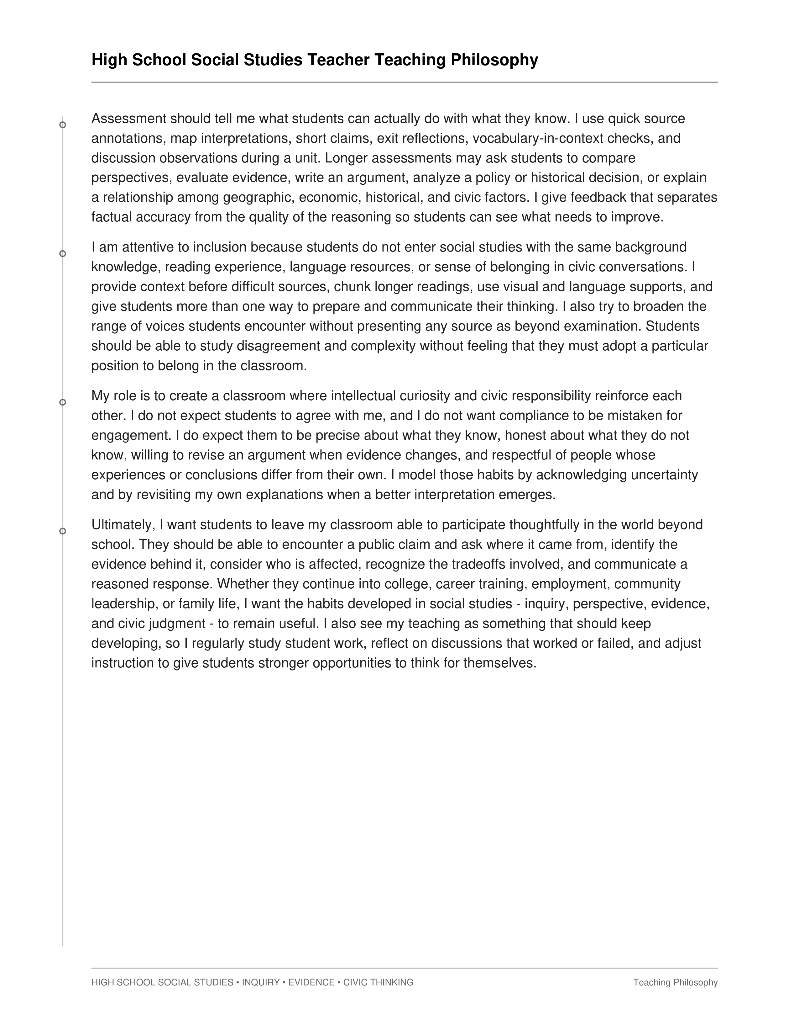 High School Social Studies Teacher Teaching Philosophy — page 2